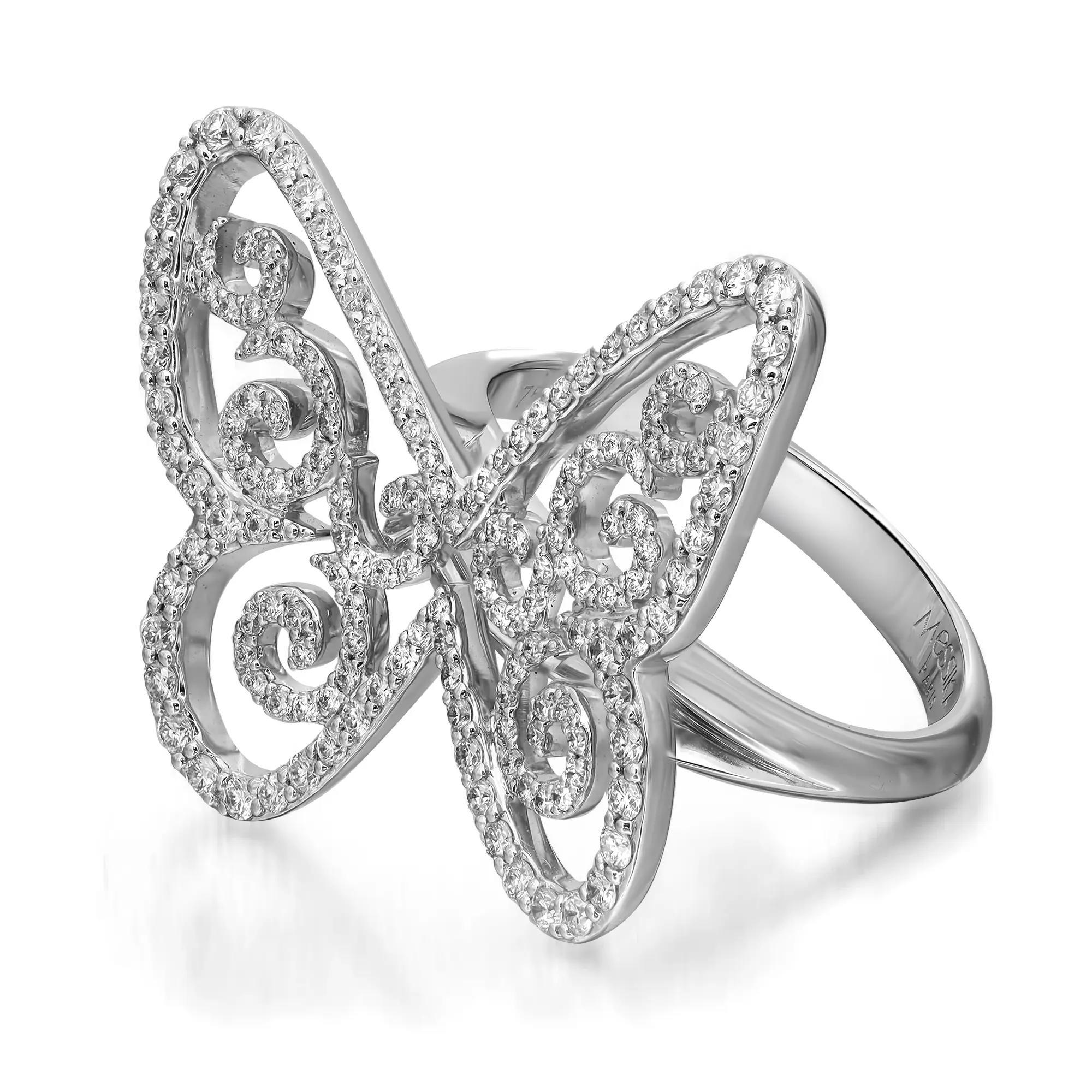 Messika 0.78Cttw Anillo de Diamantes Arabesco Mariposa Oro Blanco 18K Talla 53 US 6.25 Moderno en venta