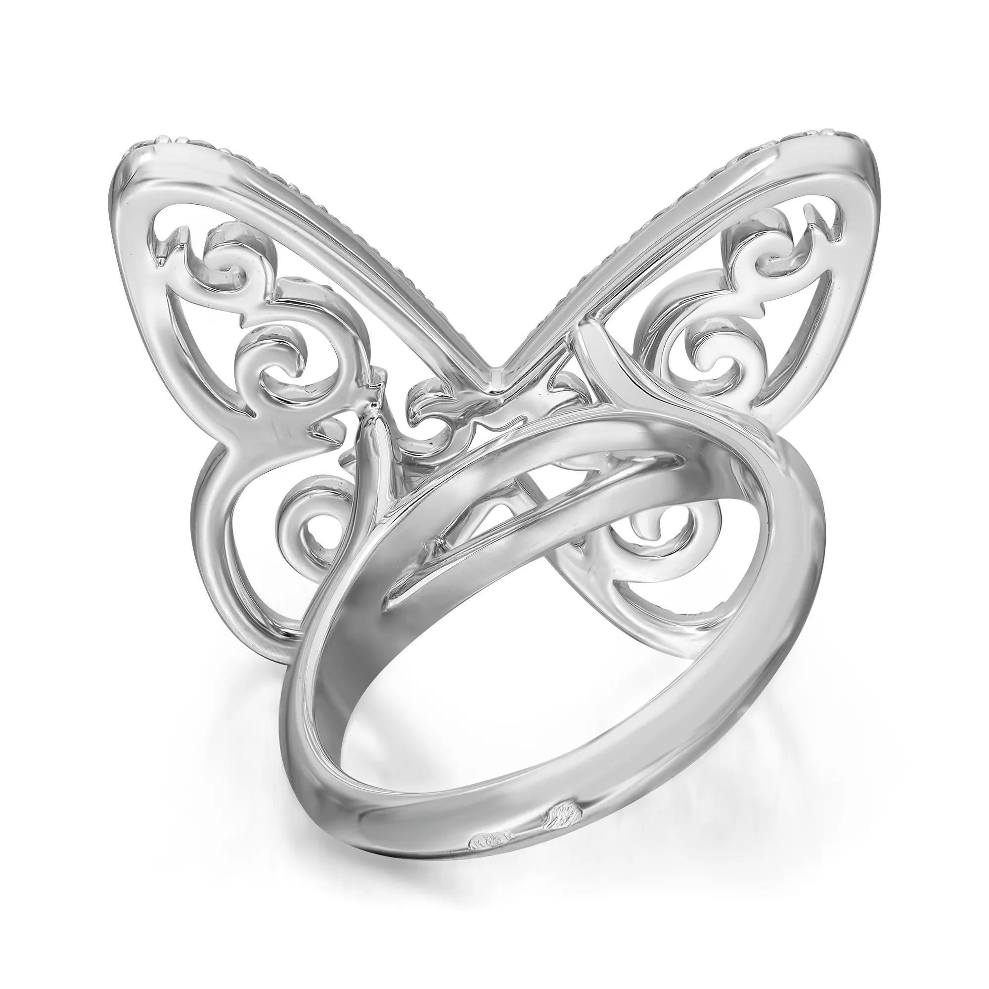 Messika 0.78Cttw Anillo de Diamantes Arabesco Mariposa Oro Blanco 18K Talla 53 US 6.25 Corte redondo en venta