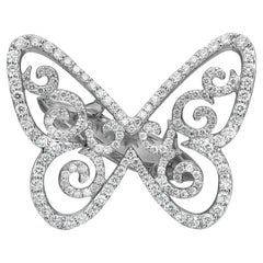 Messika 0.78Cttw Butterfly Arabesque Diamond Ring 18K White Gold Size 53 US 6.25