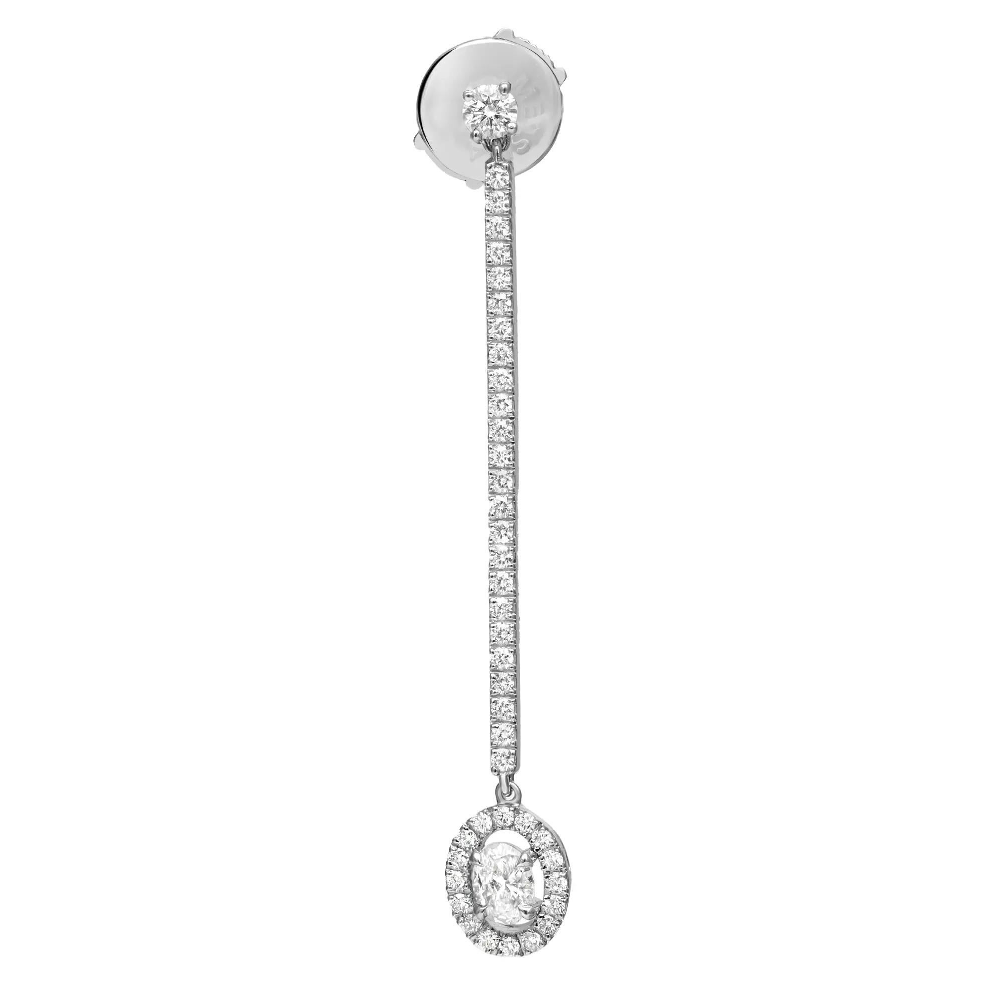 Oval Cut Messika 0.82Cttw Pend Glam'Azone Diamond Drop Earrings 18K White Gold For Sale