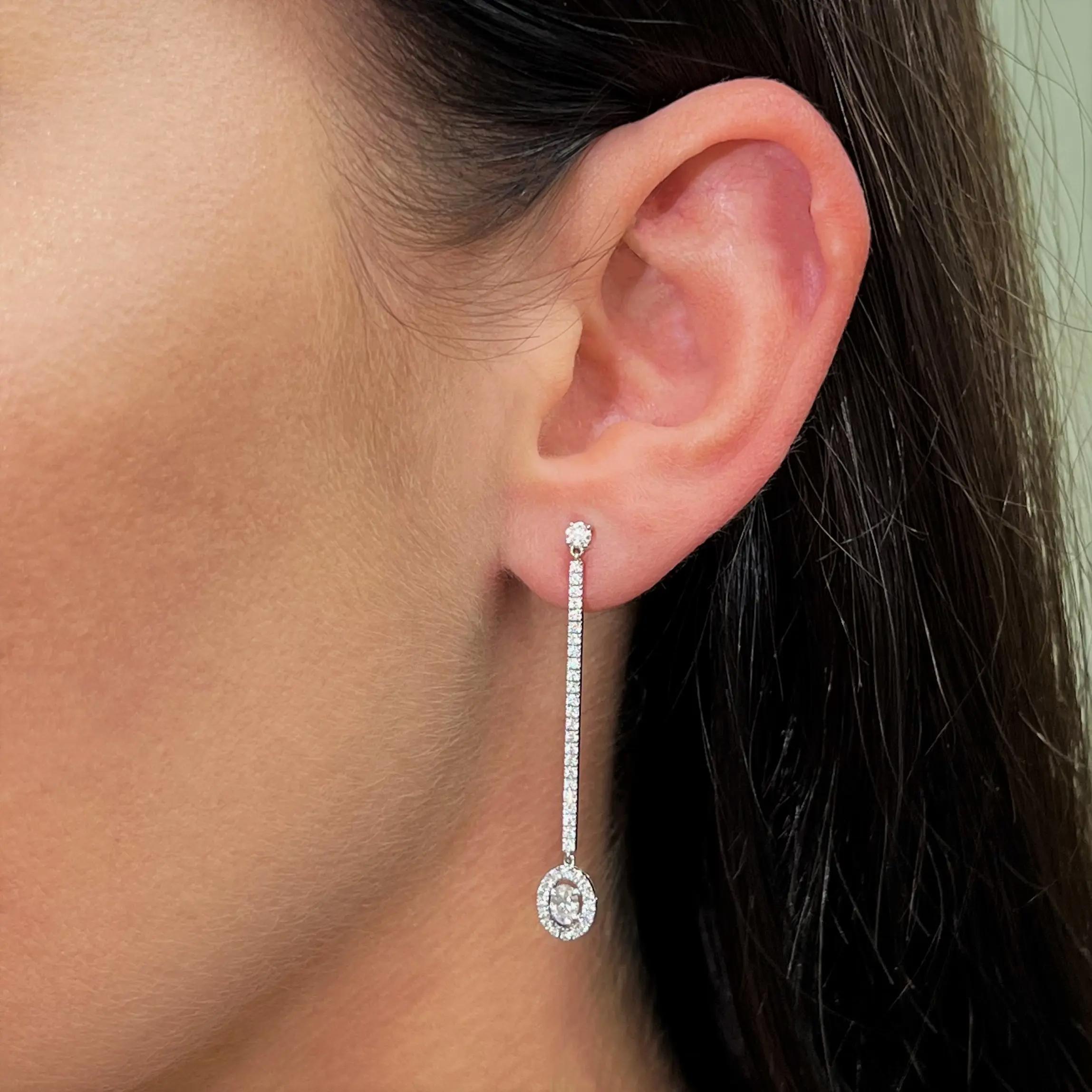 Messika 0.82Cttw Pend Glam'Azone Diamond Drop Earrings 18K White Gold In New Condition For Sale In New York, NY