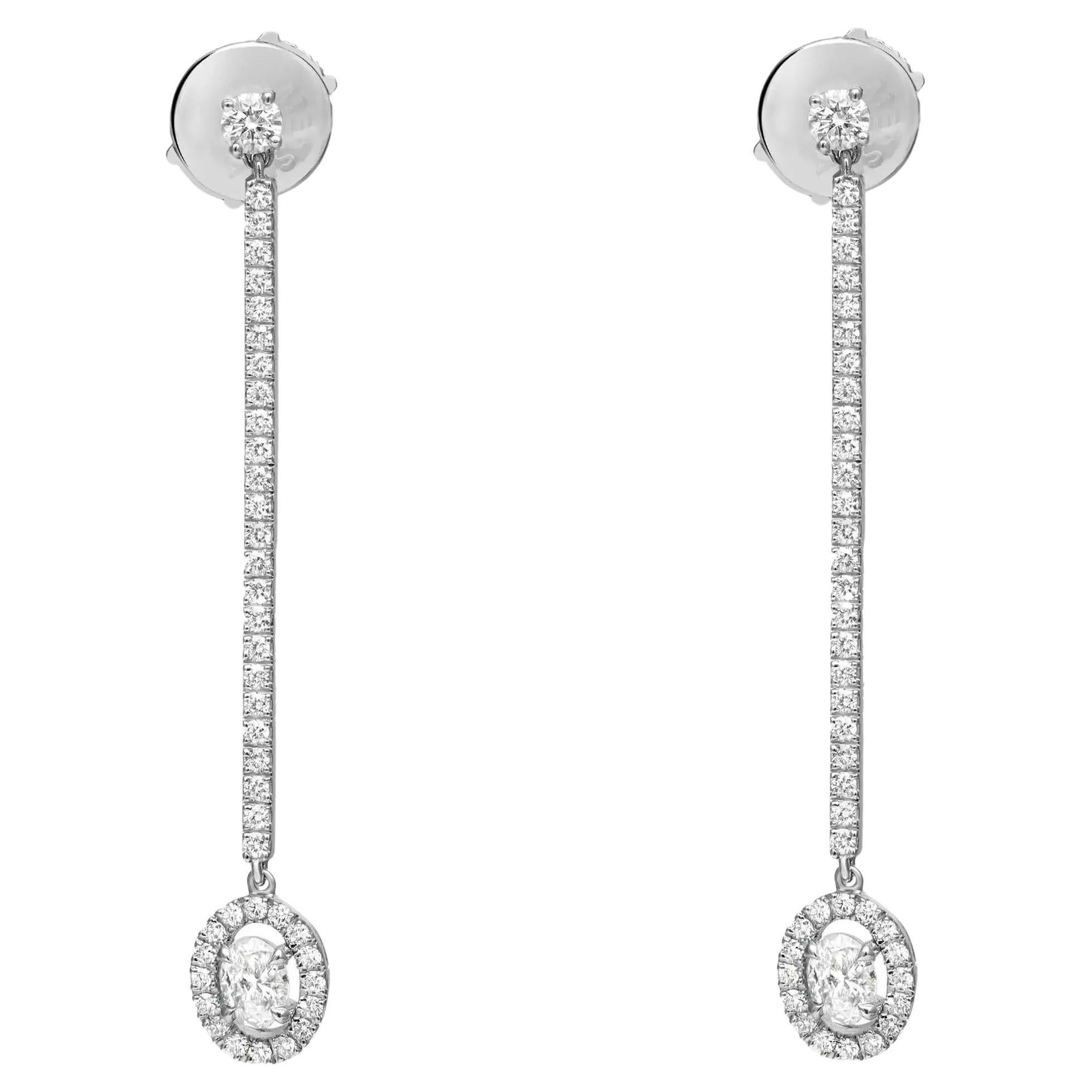 Messika 0.82Cttw Pend Glam'Azone Diamond Drop Earrings 18K White Gold For Sale