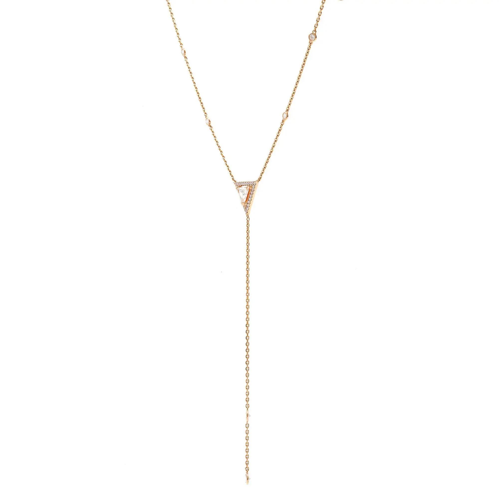 Modern Messika 0.83Cttw Cravate Thea Diamond Necklace 18K Rose Gold  For Sale