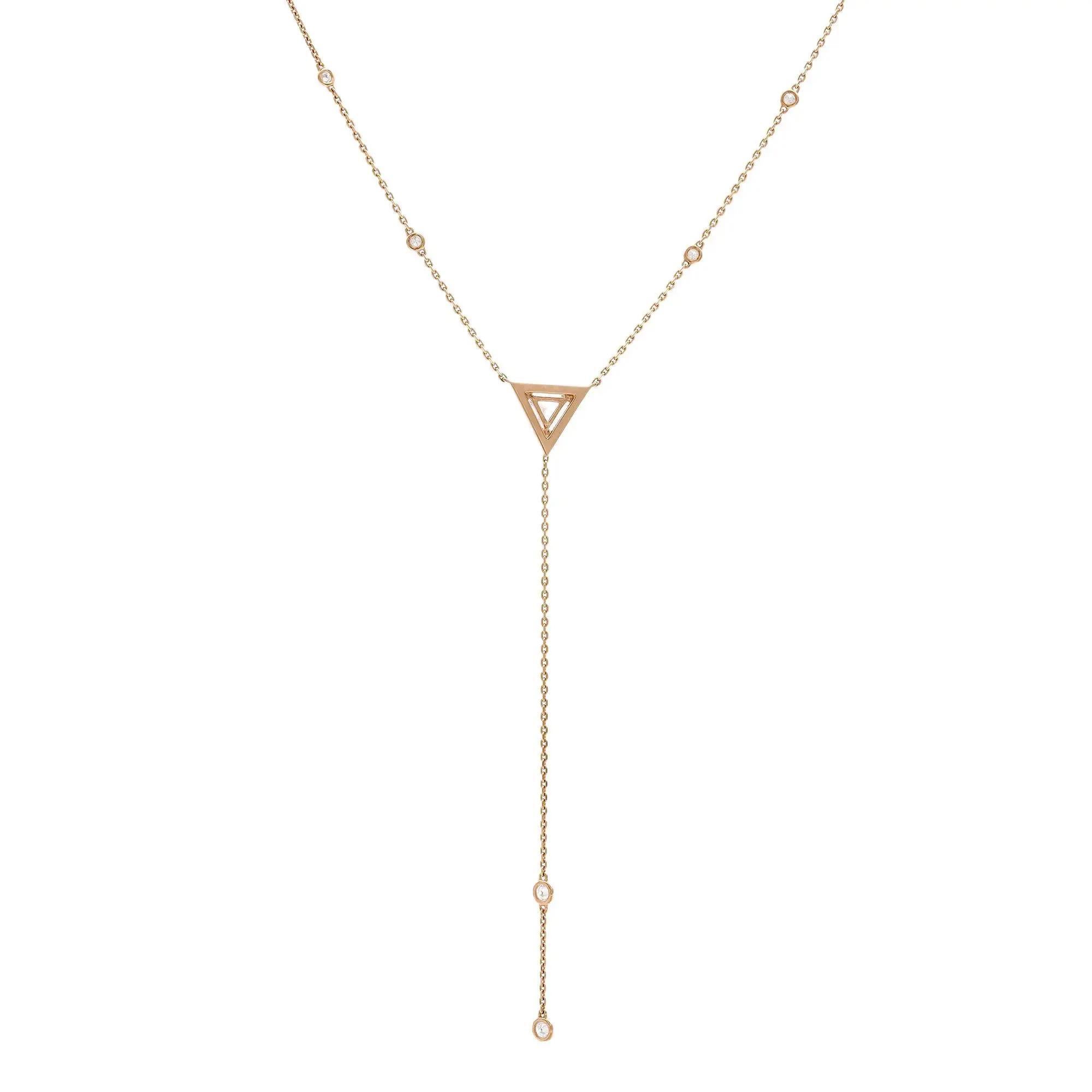 Round Cut Messika 0.83Cttw Cravate Thea Diamond Necklace 18K Rose Gold  For Sale