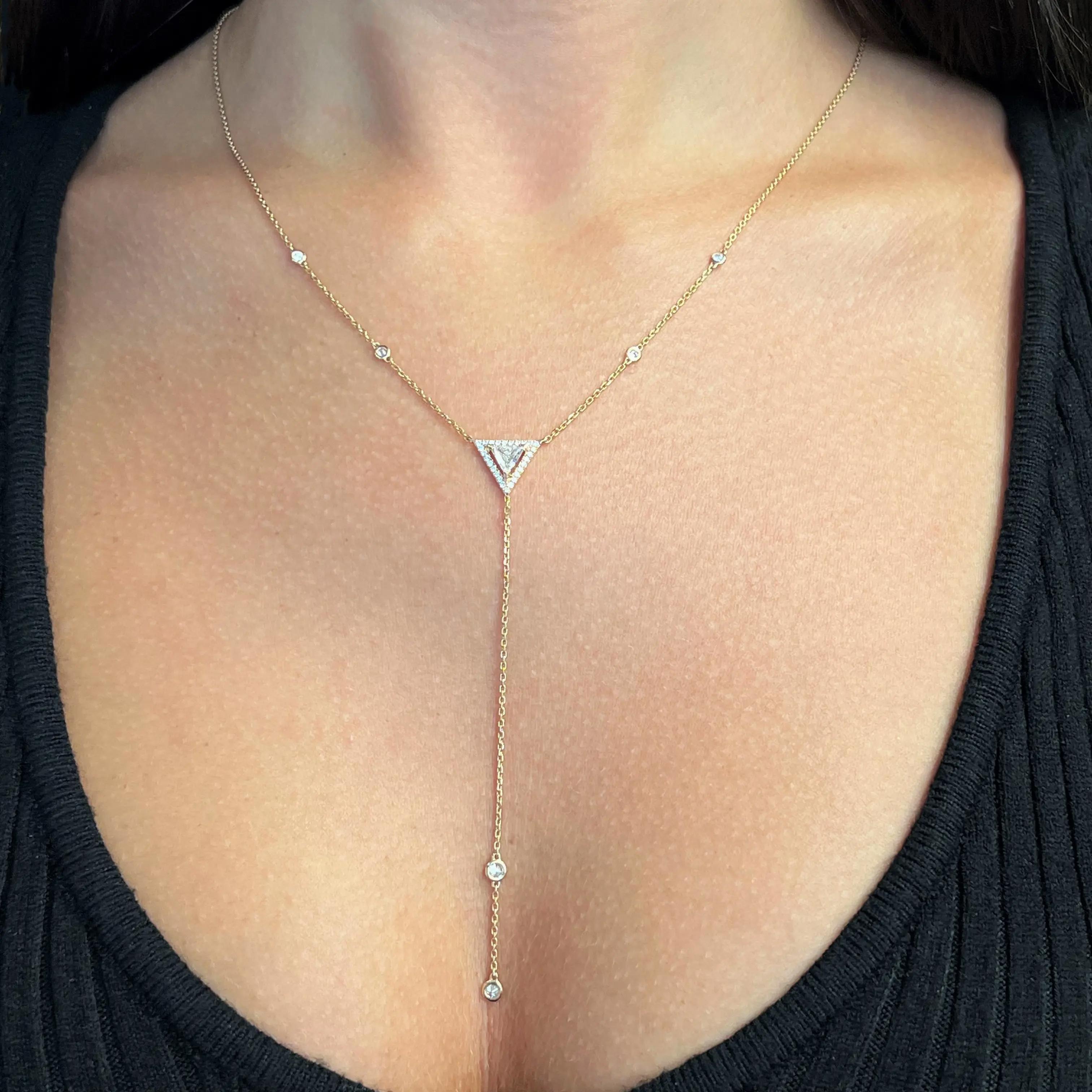 Messika 0.83Cttw Cravate Thea Diamond Necklace 18K Rose Gold  In New Condition For Sale In New York, NY