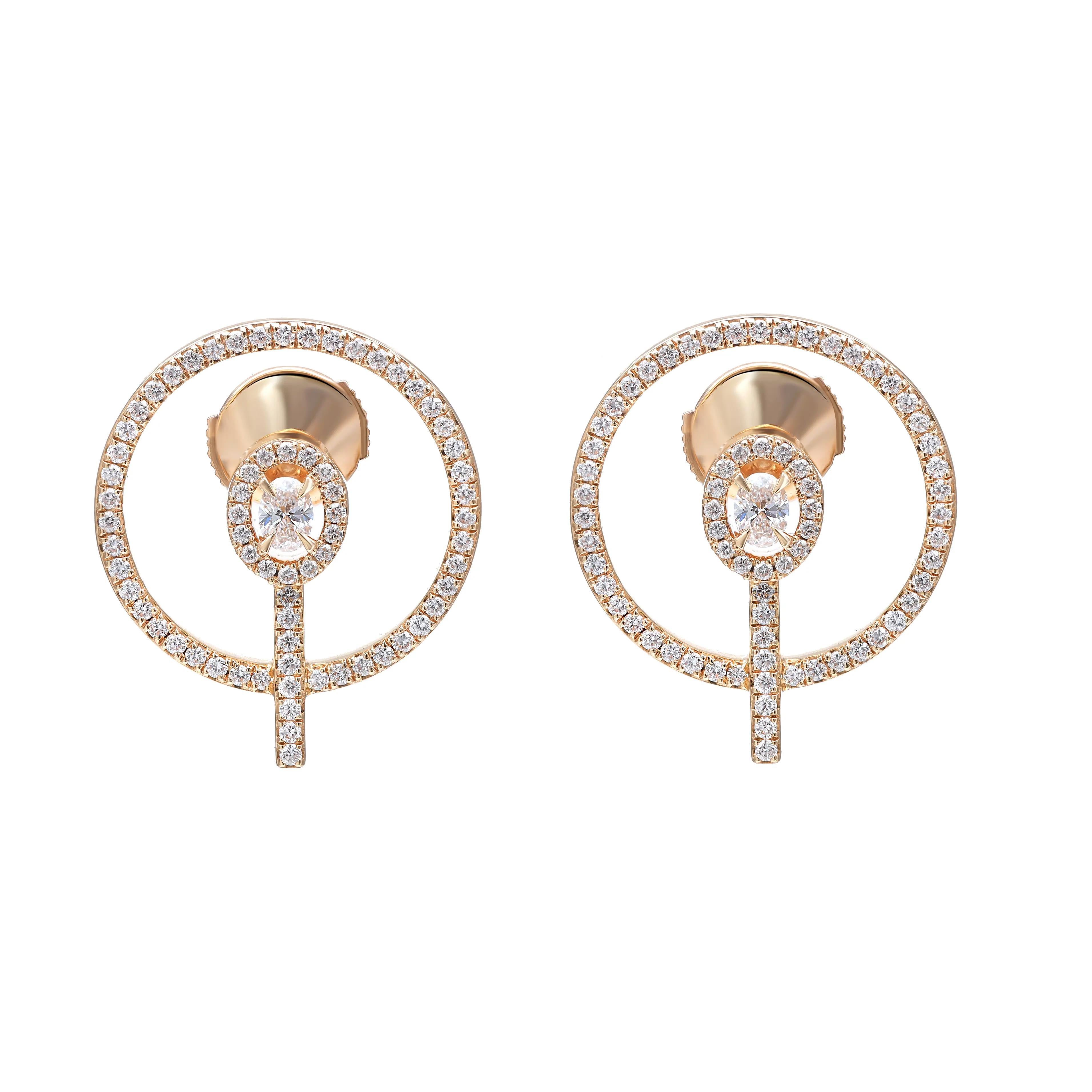 Messika 0.85Cttw Glam'Azone Diamond Stud Earrings 18K Yellow Gold For Sale