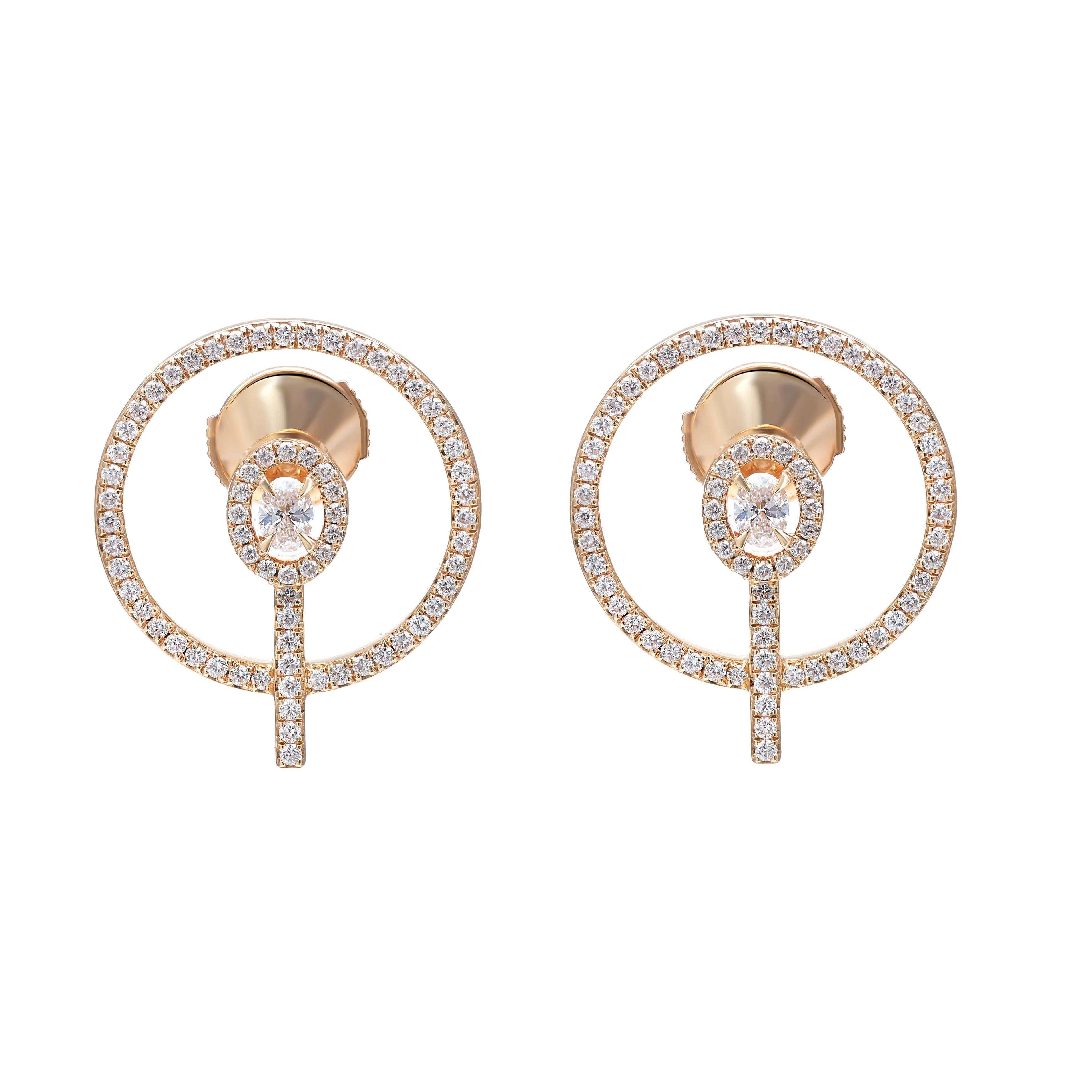 Messika Clous d'oreilles Glam'Azone en or jaune 18 carats et diamants 0,85 carat