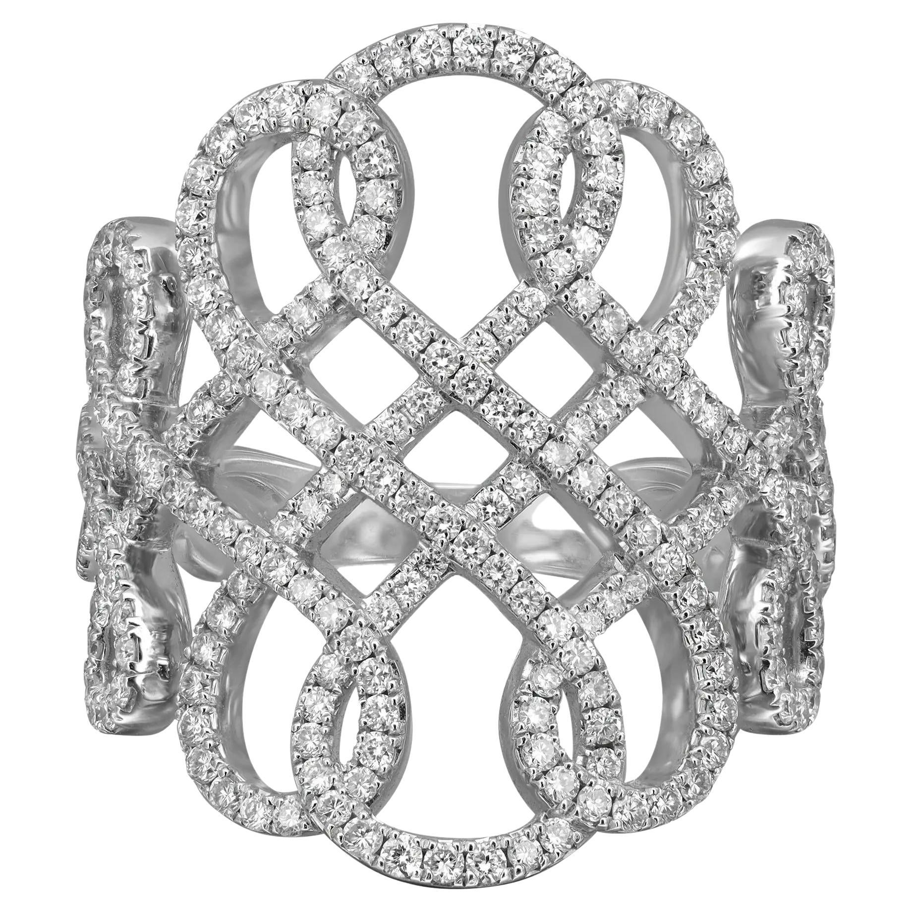 Messika, bague jonc en or blanc 18 carats avec diamants de 1,00 carat au total, taille 53 US 6,5