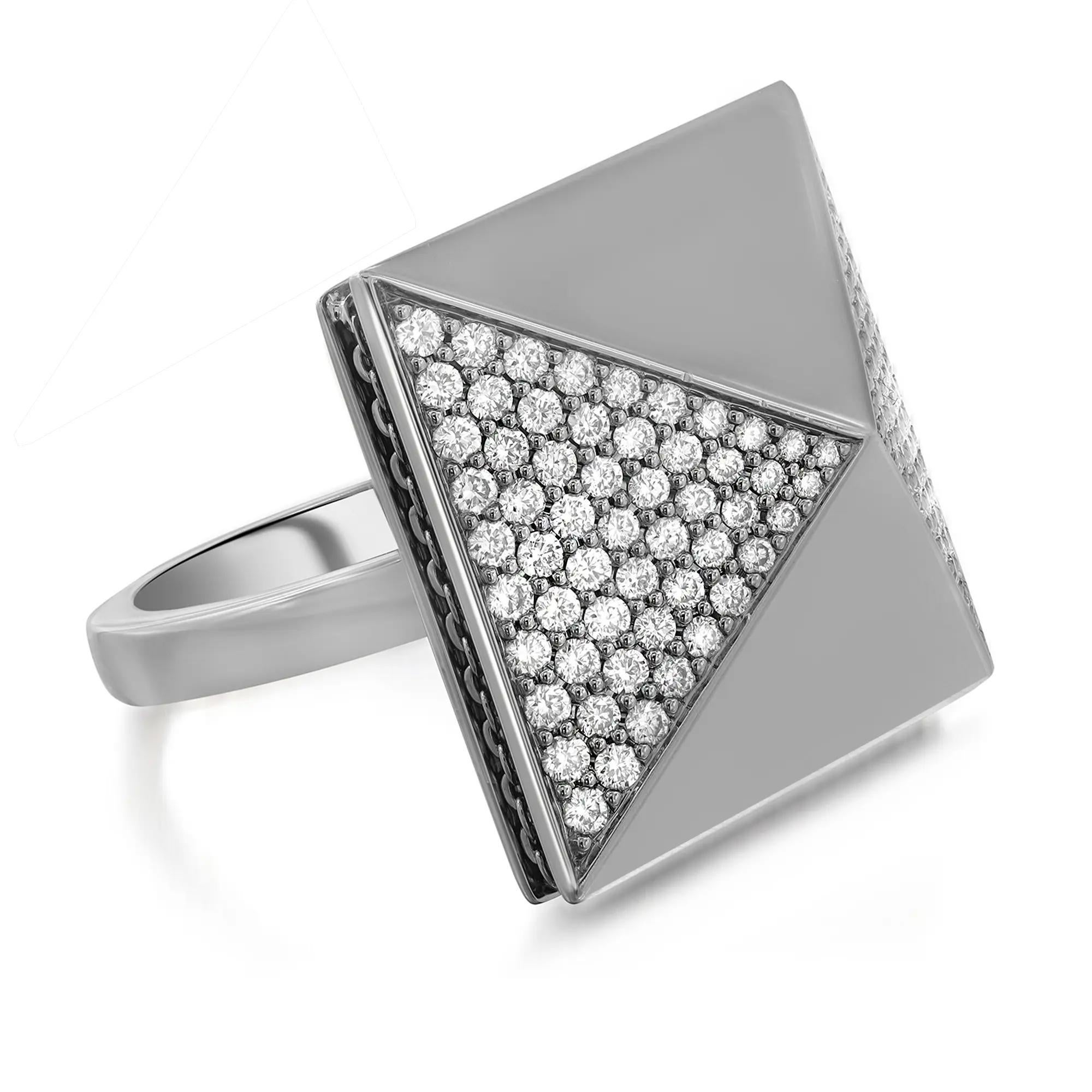 Modern Messika 1.06Cttw Spiky Diamond Cocktail Ring 18K Black Gold Size 53 US 6.5 For Sale