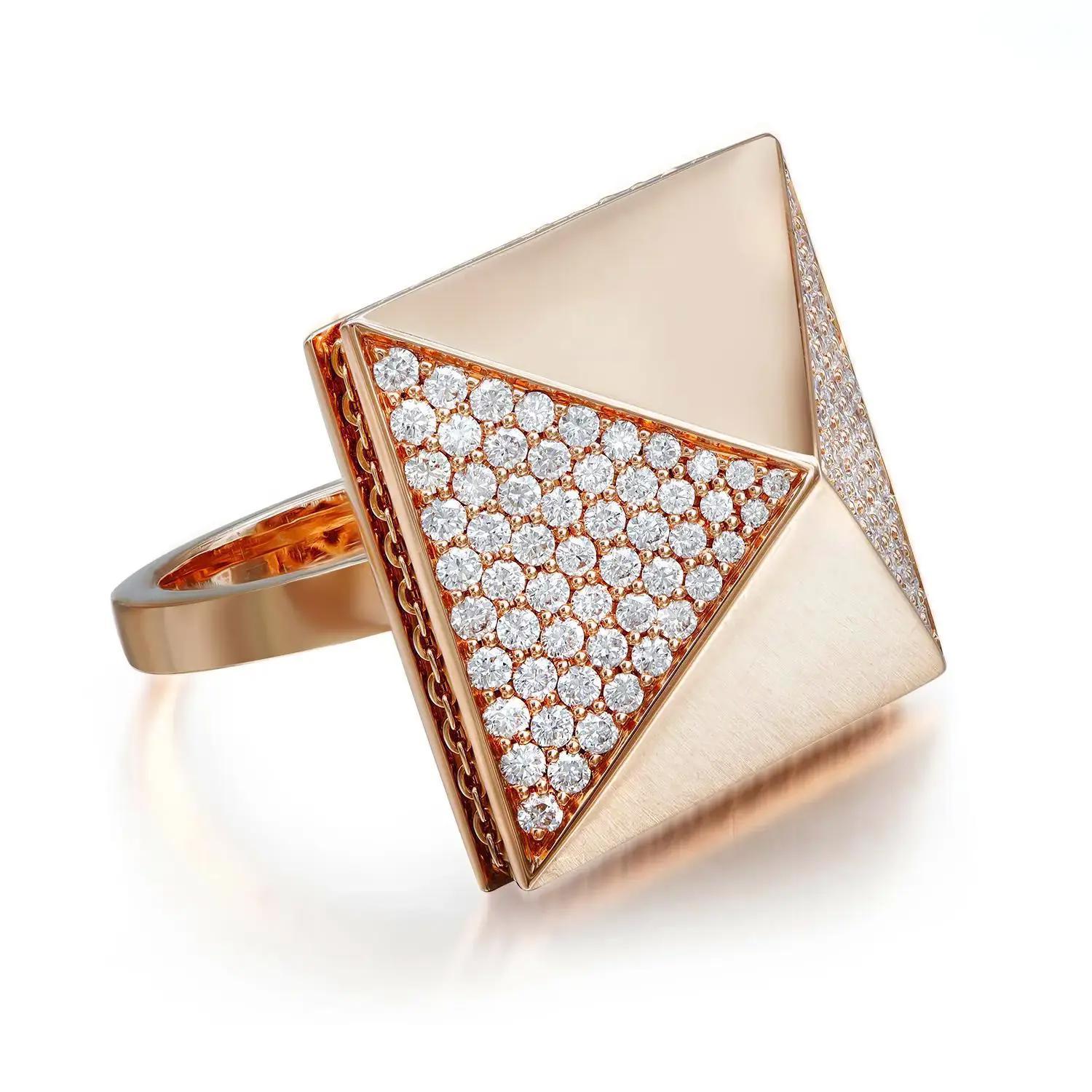 Modern Messika 1.11Cttw Spiky Diamond Cocktail Ring 18K Rose Gold Size 53 US 6.5 For Sale