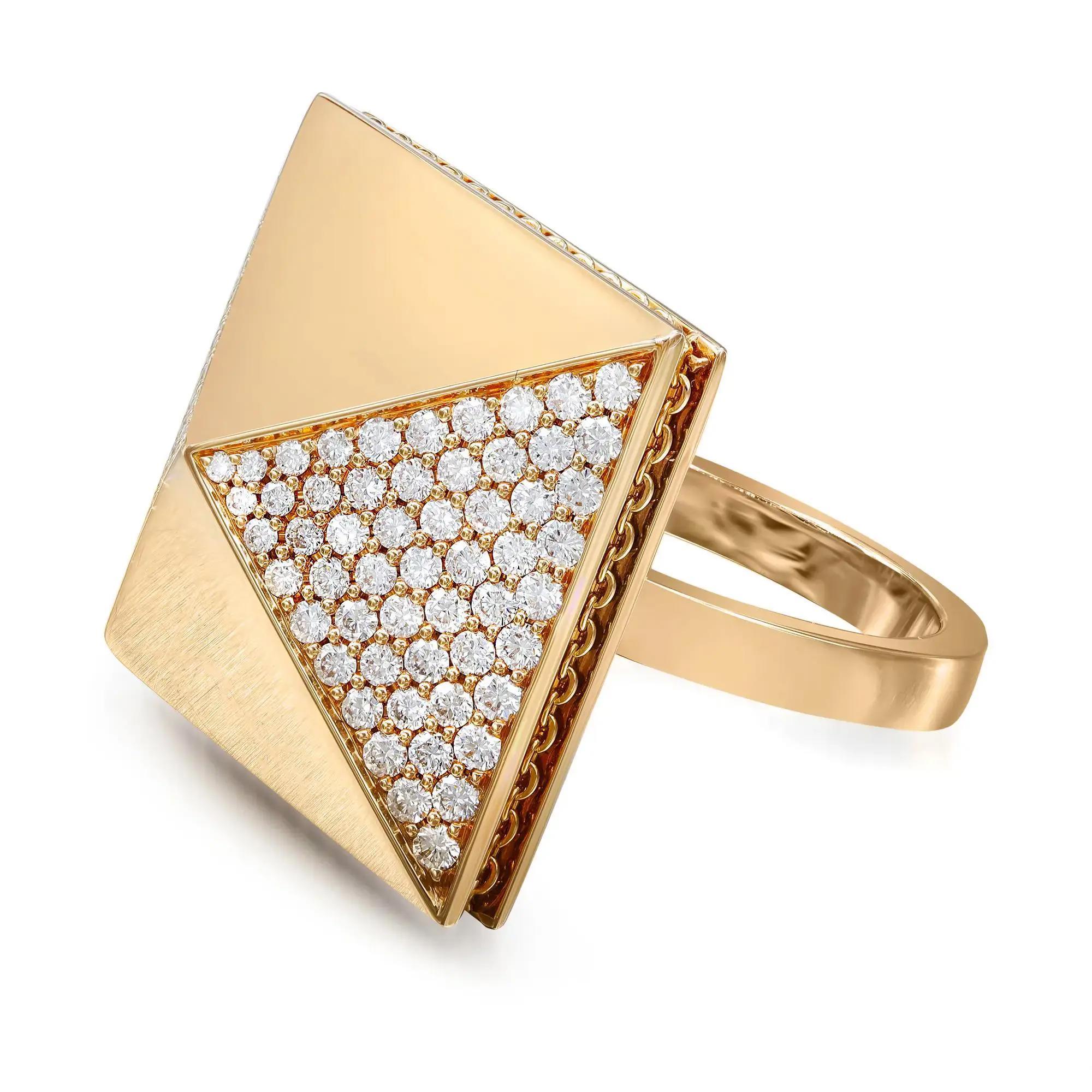 Round Cut Messika 1.11Cttw Spiky Diamond Cocktail Ring 18K Rose Gold Size 53 US 6.5 For Sale