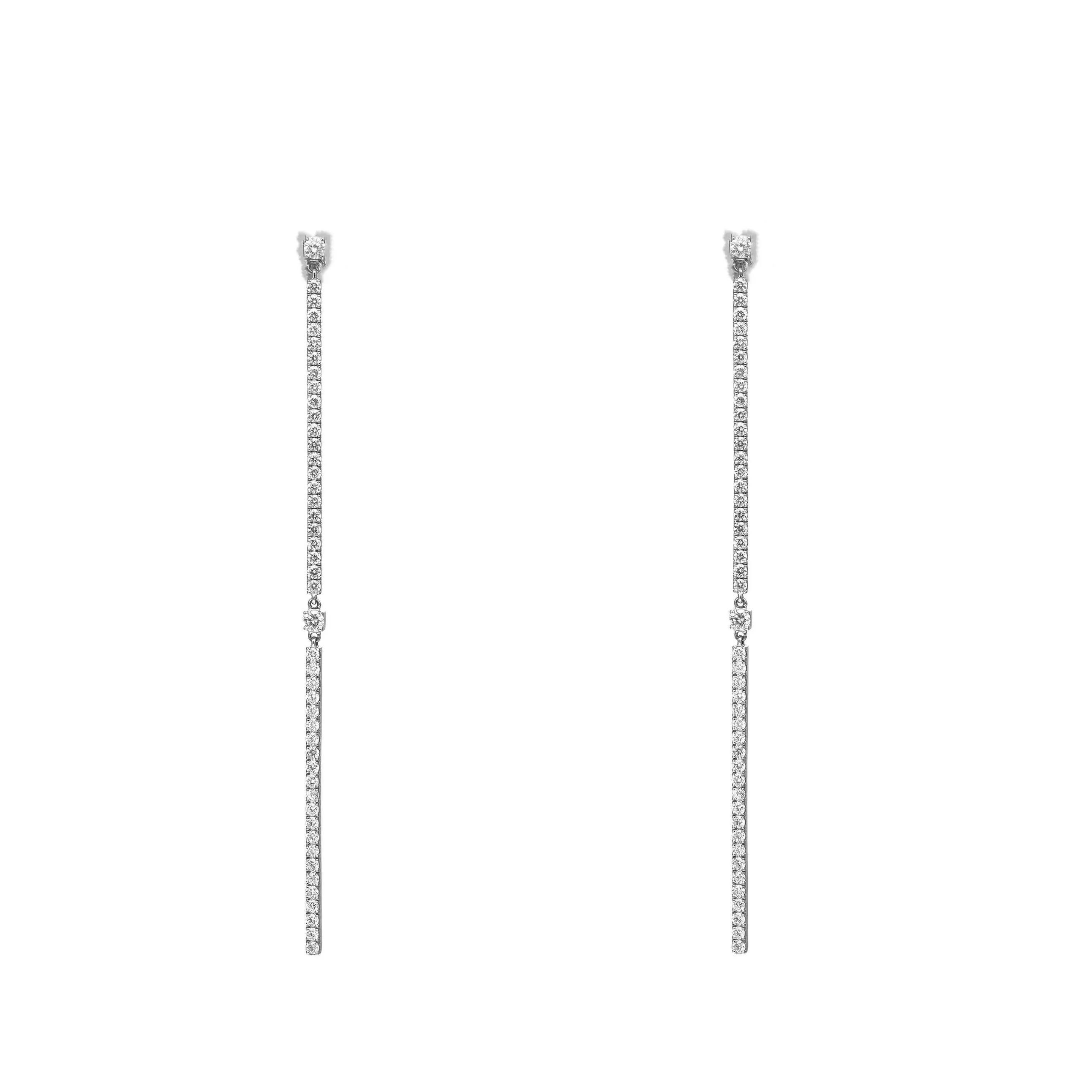 Messika 1.26Cttw 2 Barrettes Gatsby Diamond Long Drop Earrings 18K White Gold For Sale