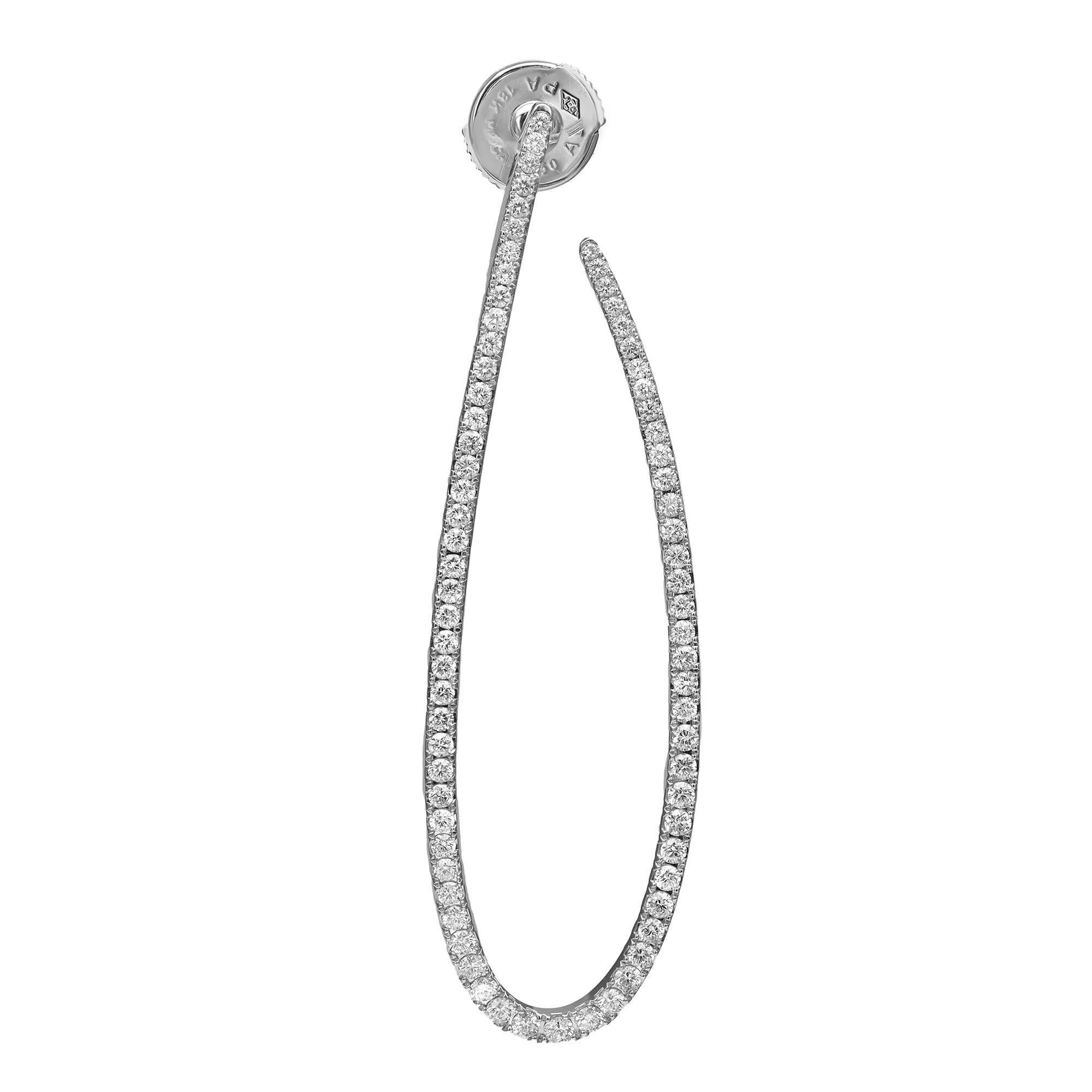 Round Cut Messika 1.33Cttw Gatsby Ovales Diamond Dangle Earrings 18K White Gold For Sale