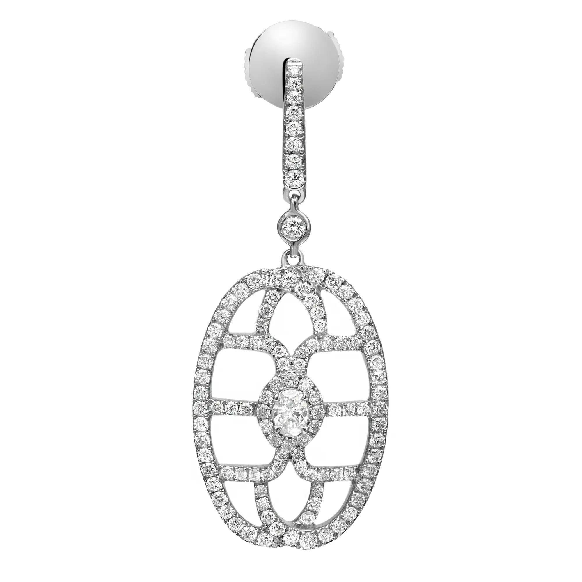 Modern Messika 1.52Cttw New Amazone Diamond Drop Earrings 18K White Gold For Sale