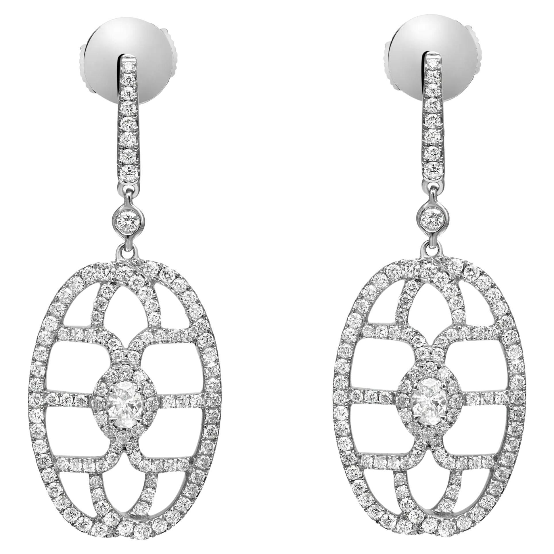 Messika 1.52Cttw New Amazone Diamond Drop Earrings 18K White Gold For Sale