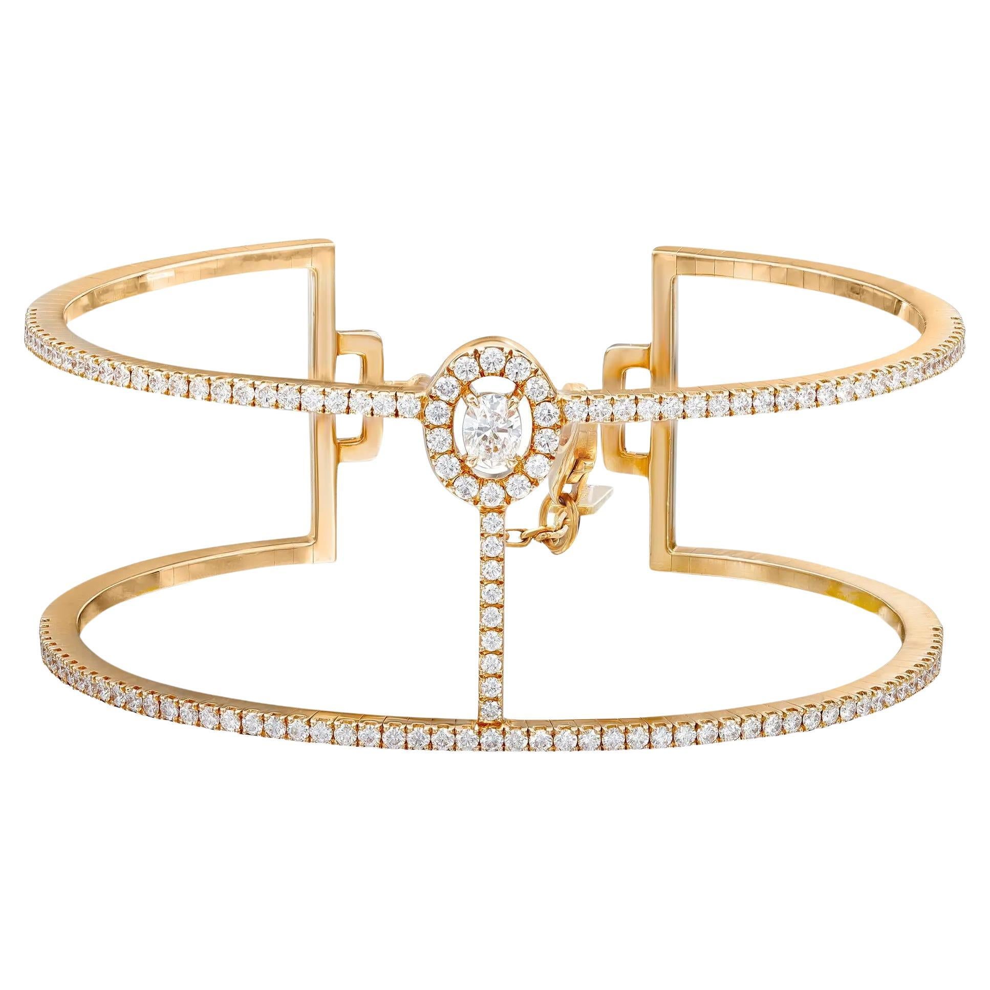 Messika Manch'Azone Bracelet à 2 rangées de diamants en or rose 18 carats 1,53 carat, petit modèle