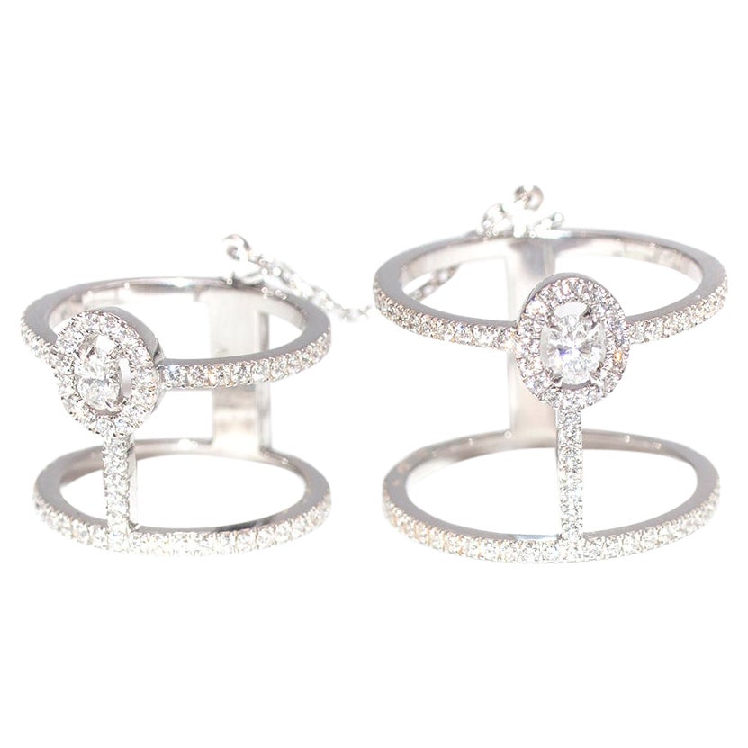 Messika 18 Karat Weißgold Glam'azone Double Pave Diamant Doppelring