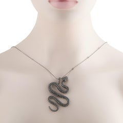 Messika 18K White Gold Black Diamond Snake Pendant Necklace ME16-050426