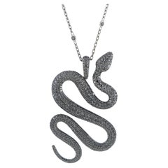 Messika 18K White Gold Black Diamond Snake Pendant Necklace ME16-050426