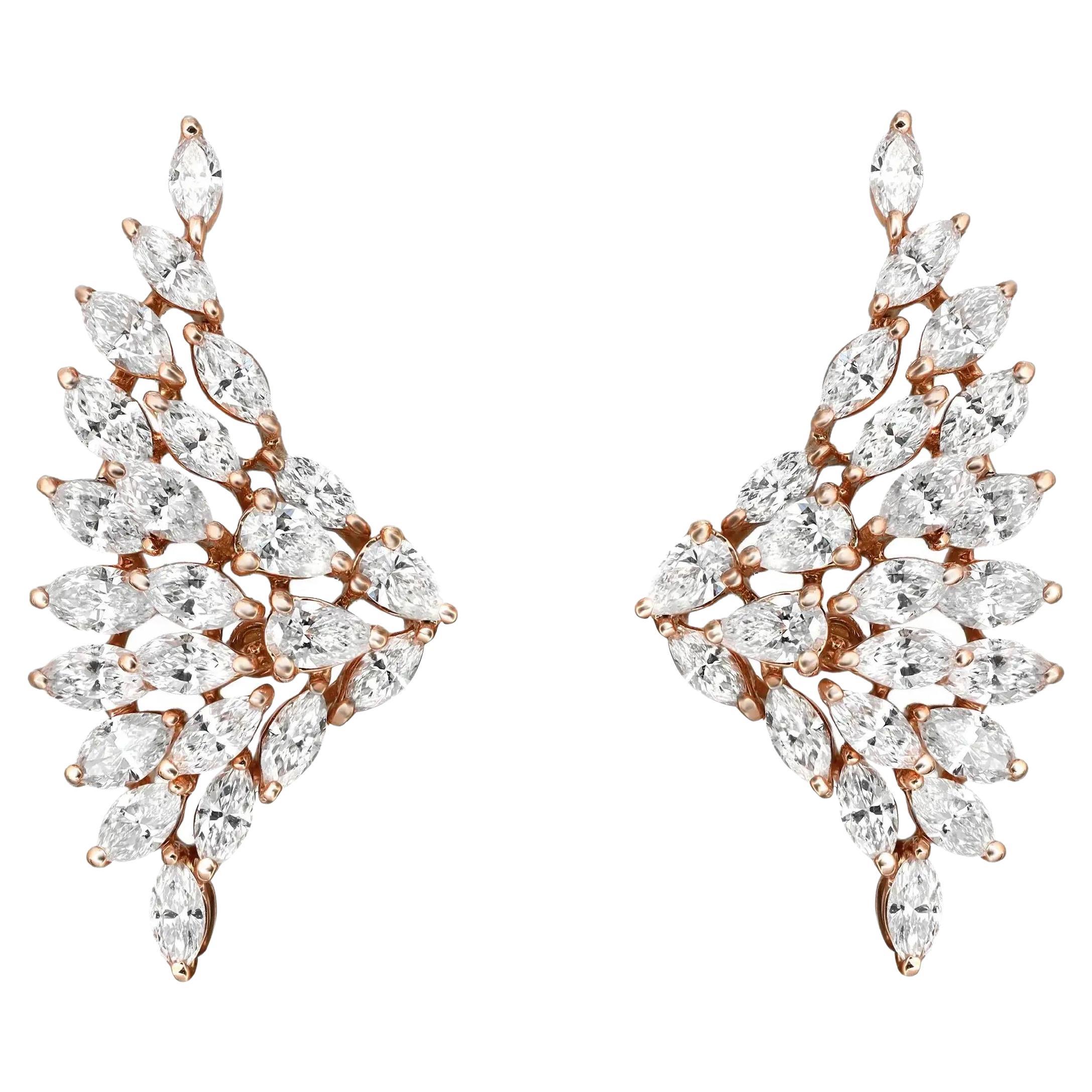 Messika - Boucles d'oreilles en or rose 18 carats avec 2,83 ctw de diamants en forme d'ailes d'ange