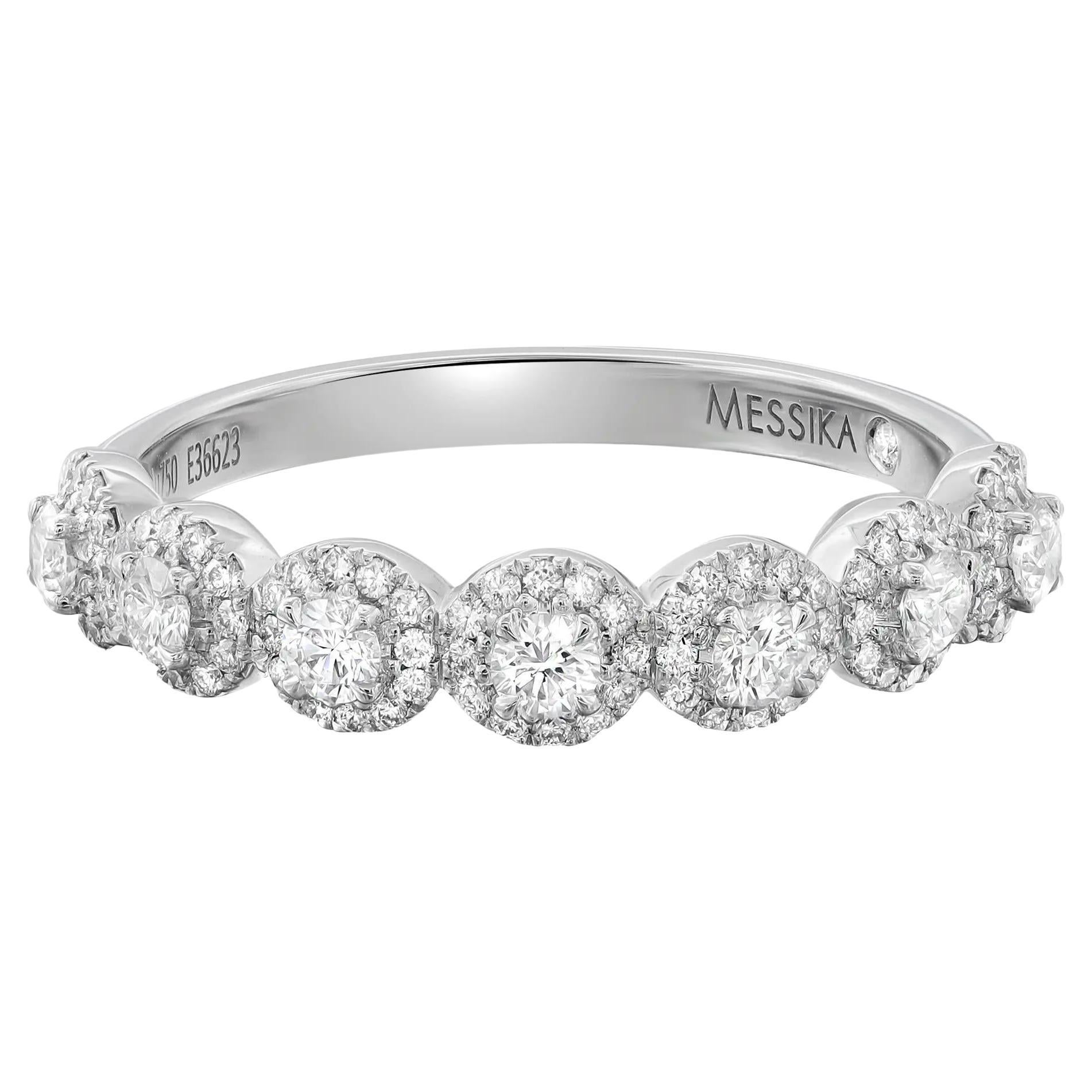 Messika Alliance Joy Demi-Tour Diamond Ring 18K White Gold Size 52 US 6  For Sale