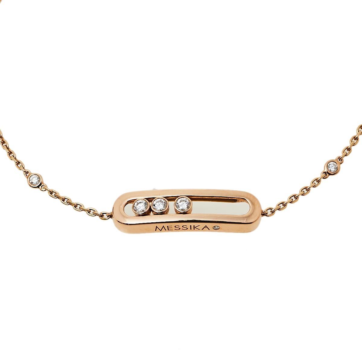 Contemporary Messika Baby Move Diamond 18k Rose Gold Bracelet