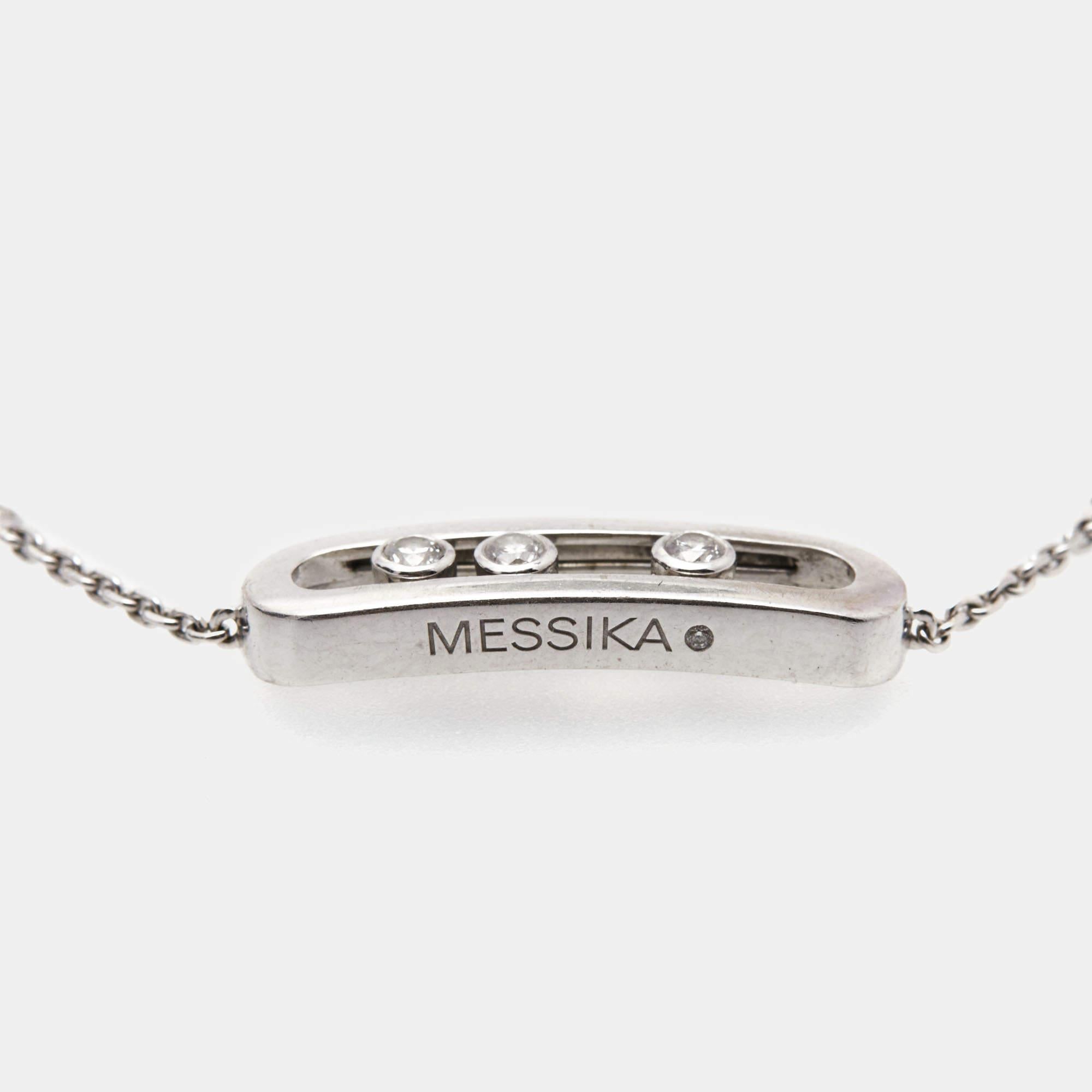 Messika Baby Move Diamond 18k White Gold Bracelet In Good Condition For Sale In Dubai, Al Qouz 2