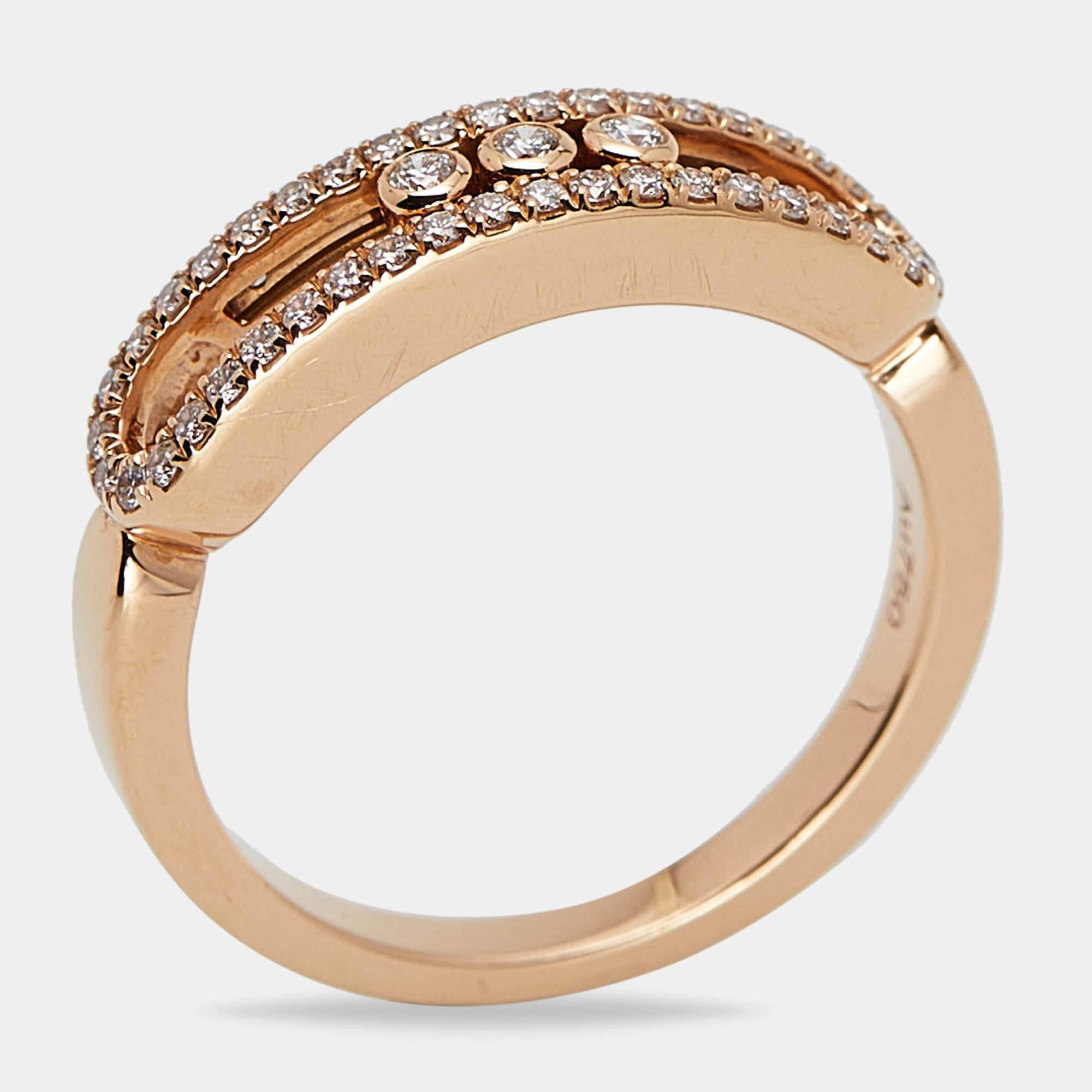 Messika Baby Move Pavé Diamond 18k Rose Gold Ring Size 52 In Excellent Condition In Dubai, Al Qouz 2