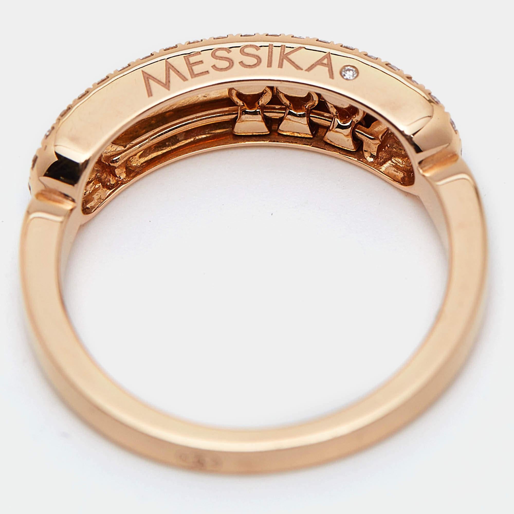 Messika Baby Move Pavé Diamond 18k Rose Gold Ring Size 52 1