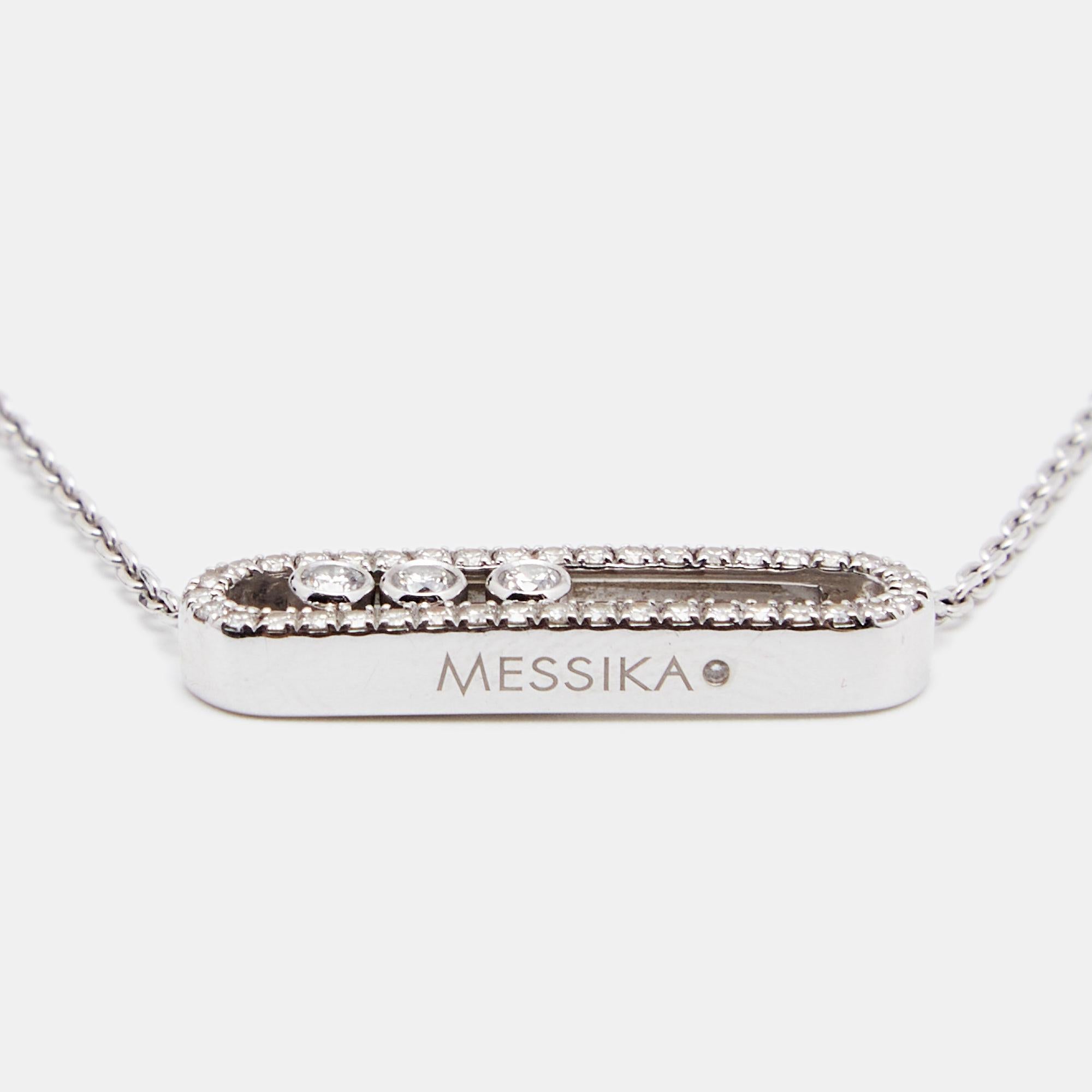  Messika Collier Baby Move en or blanc 18 carats avec diamants pavés Pour femmes 