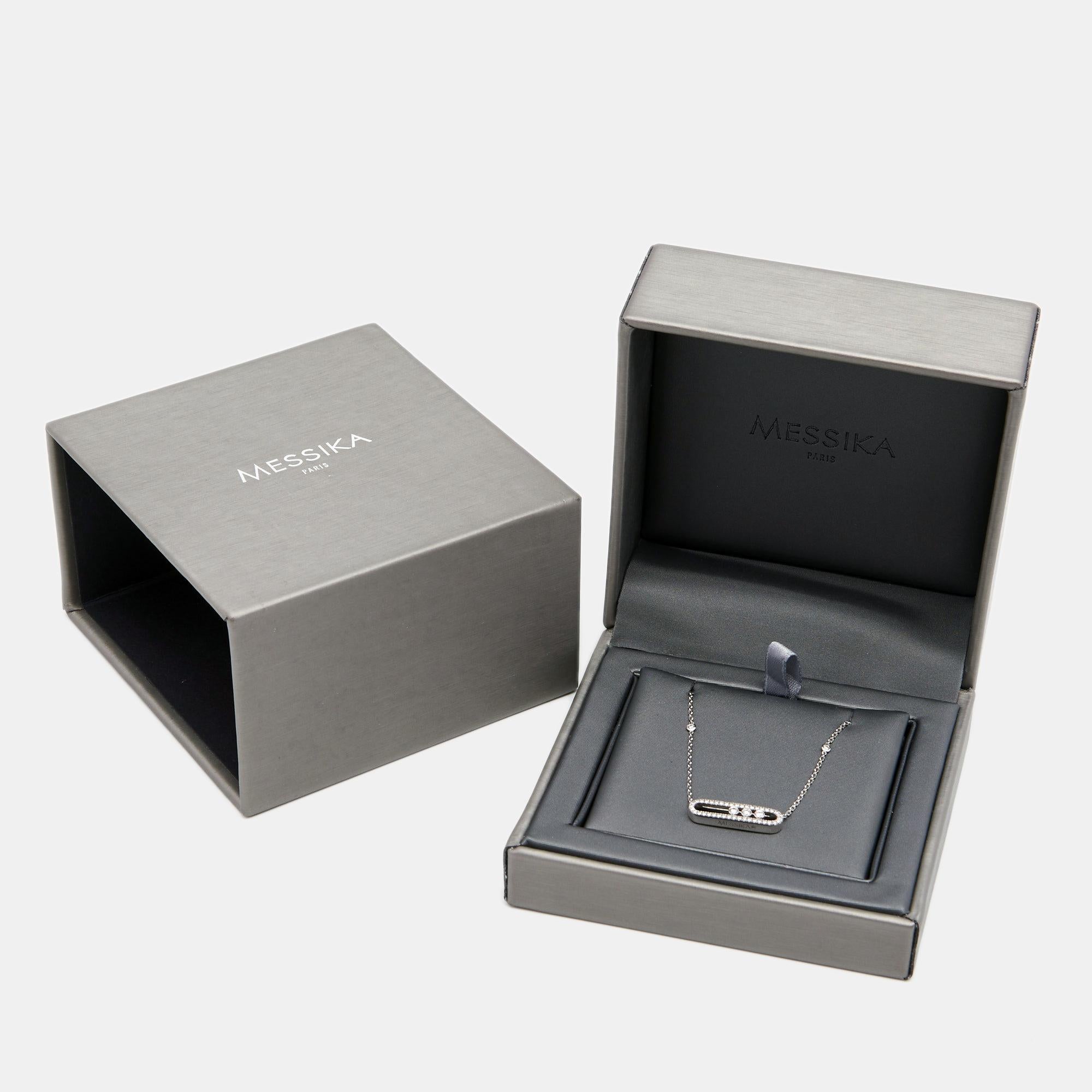 Messika Baby Move Pavé Diamond 18k White Gold Necklace In Good Condition In Dubai, Al Qouz 2