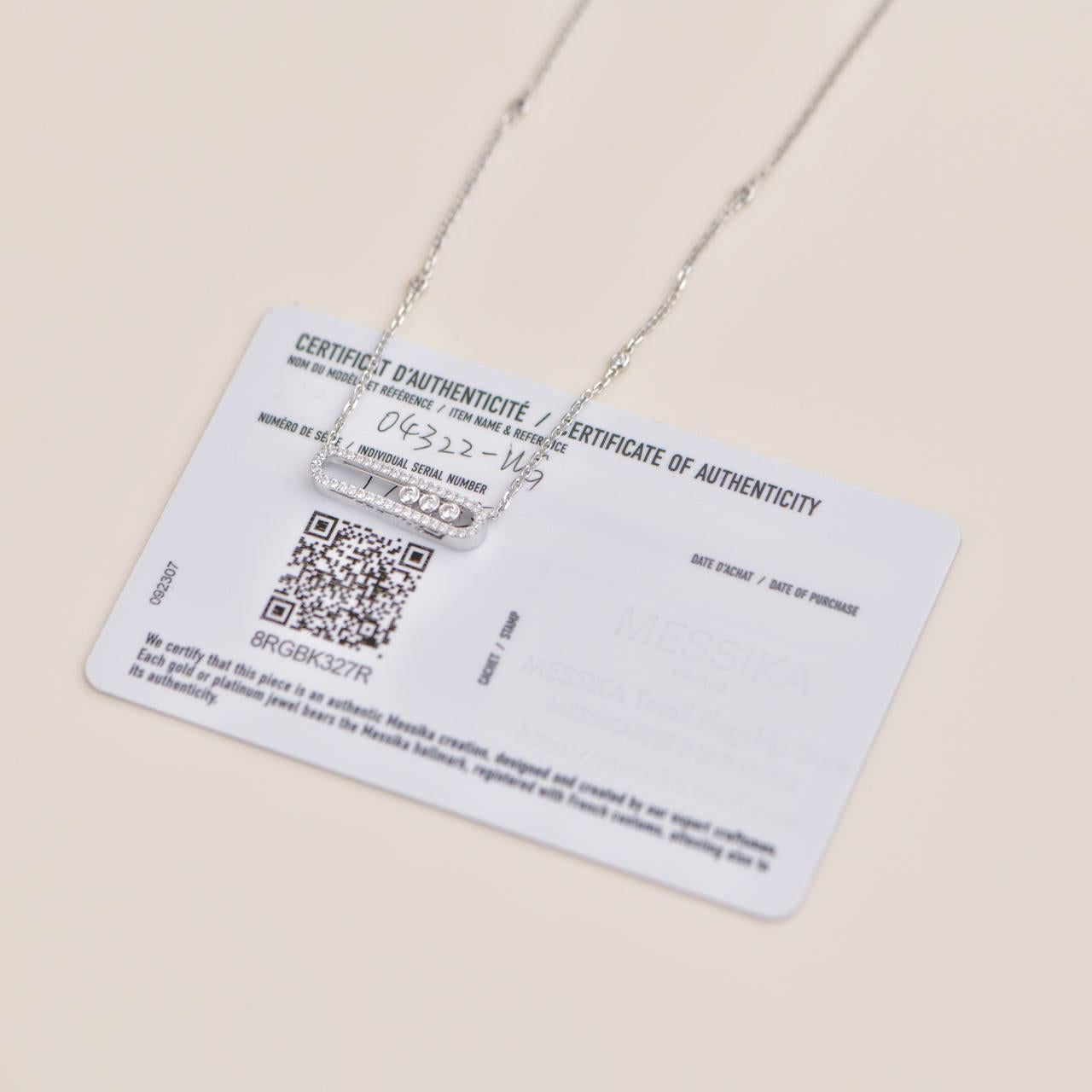 Messika Baby Move Pavé Diamond 18k White Gold Pendant Necklace In Excellent Condition In Banbury, GB
