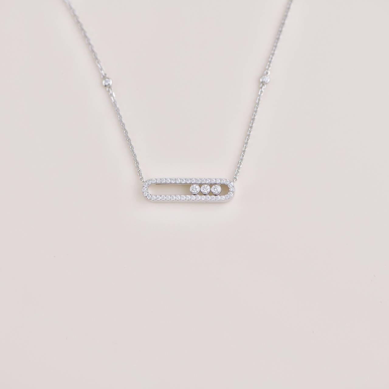 Women's or Men's Messika Baby Move Pavé Diamond 18k White Gold Pendant Necklace