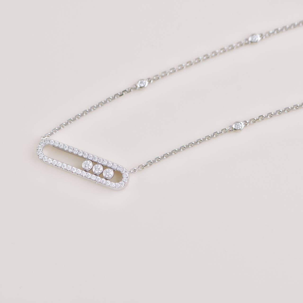 Messika Baby Move Pavé Diamond 18k White Gold Pendant Necklace 1