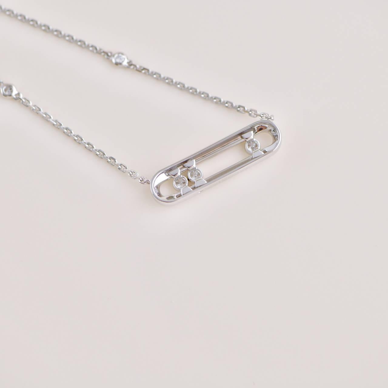 Messika Baby Move Pavé Diamond 18k White Gold Pendant Necklace 3