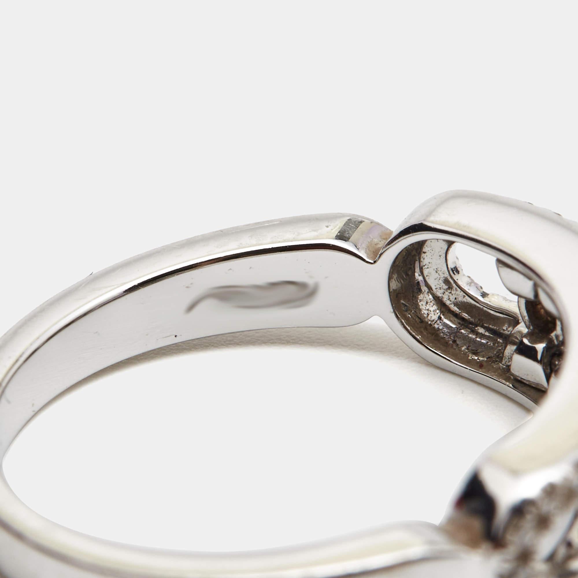 Uncut Messika Baby Move Pavé Diamond 18k White Gold Ring Size 50