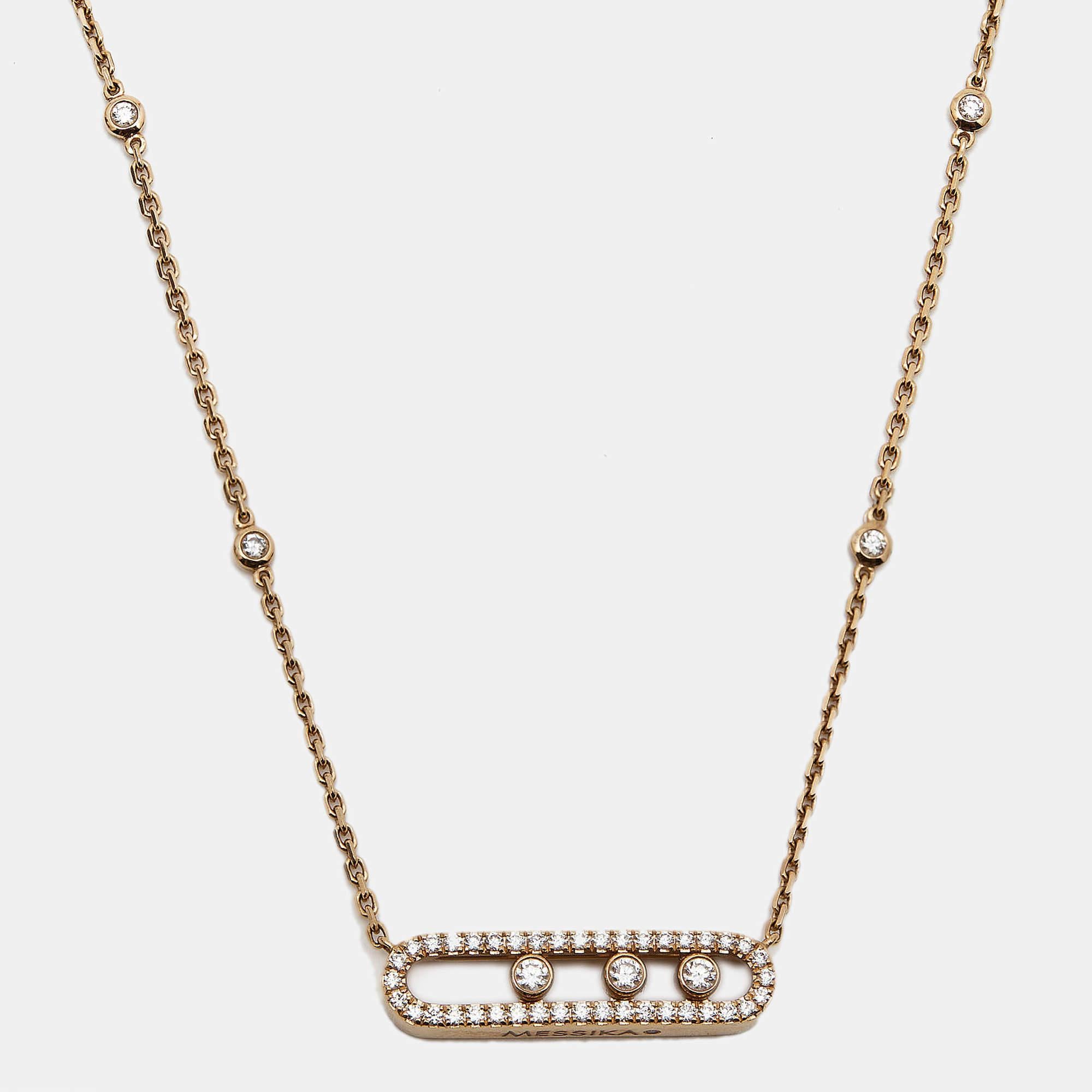 Aesthetic Movement Messika Baby Move Pavé Diamonds 18k Rose Gold Necklace