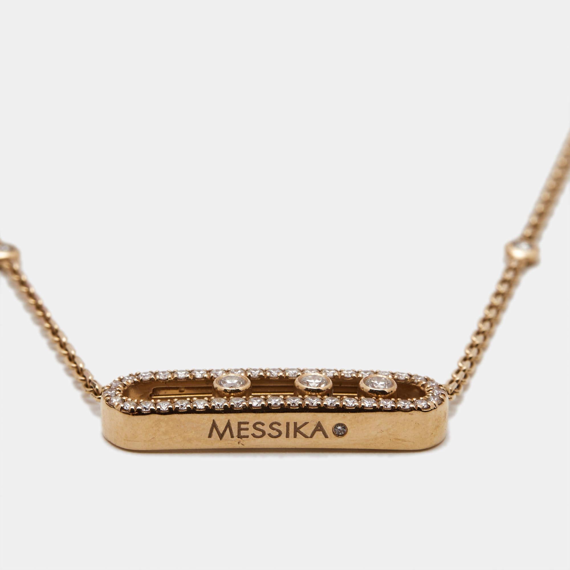 Women's Messika Baby Move Pavé Diamonds 18k Rose Gold Necklace