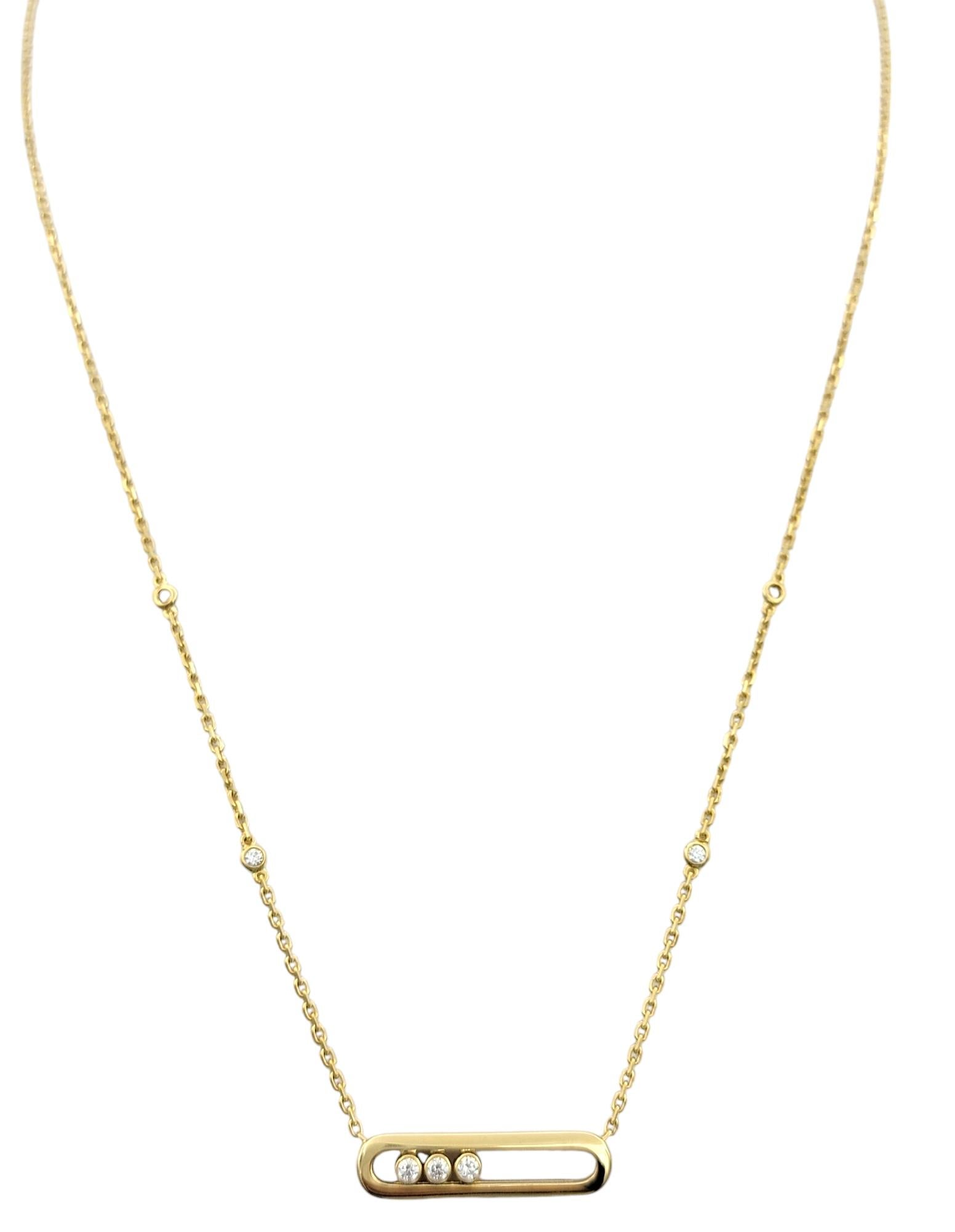 Contemporary Messika Baby Move Sliding Diamond Pendant Necklace in 18 Karat Yellow Gold