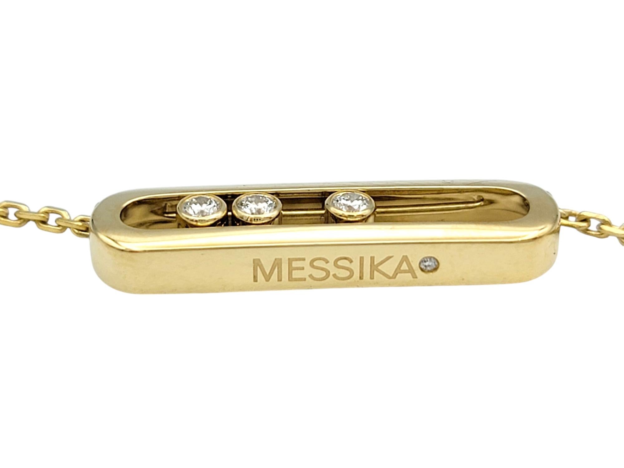 Messika Baby Move Sliding Diamond Pendant Necklace in 18 Karat Yellow Gold In Good Condition In Scottsdale, AZ