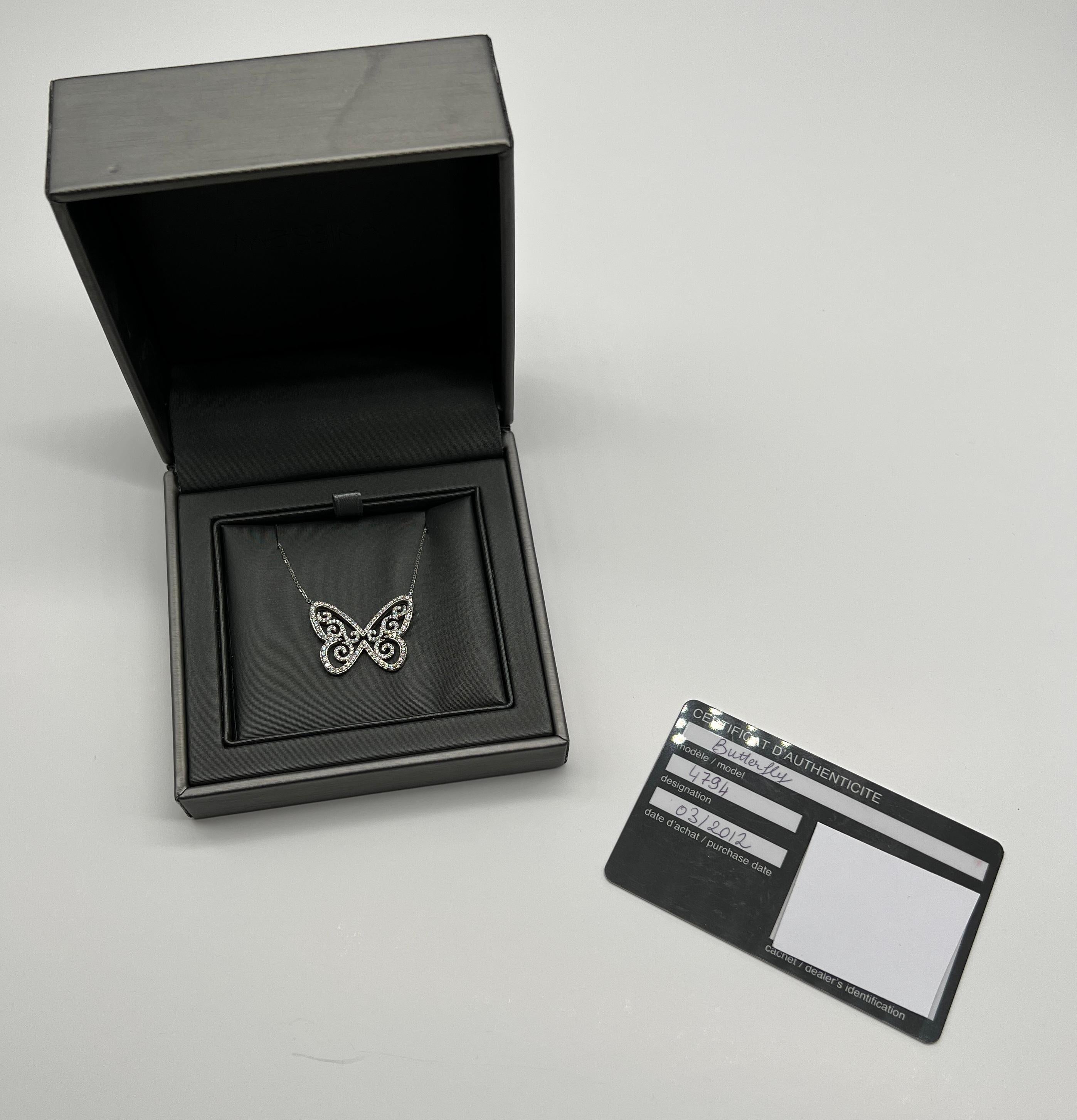 Pendentif papillon Messika sur chaîne en or blanc 18 carats, pavage de diamants Pour femmes en vente