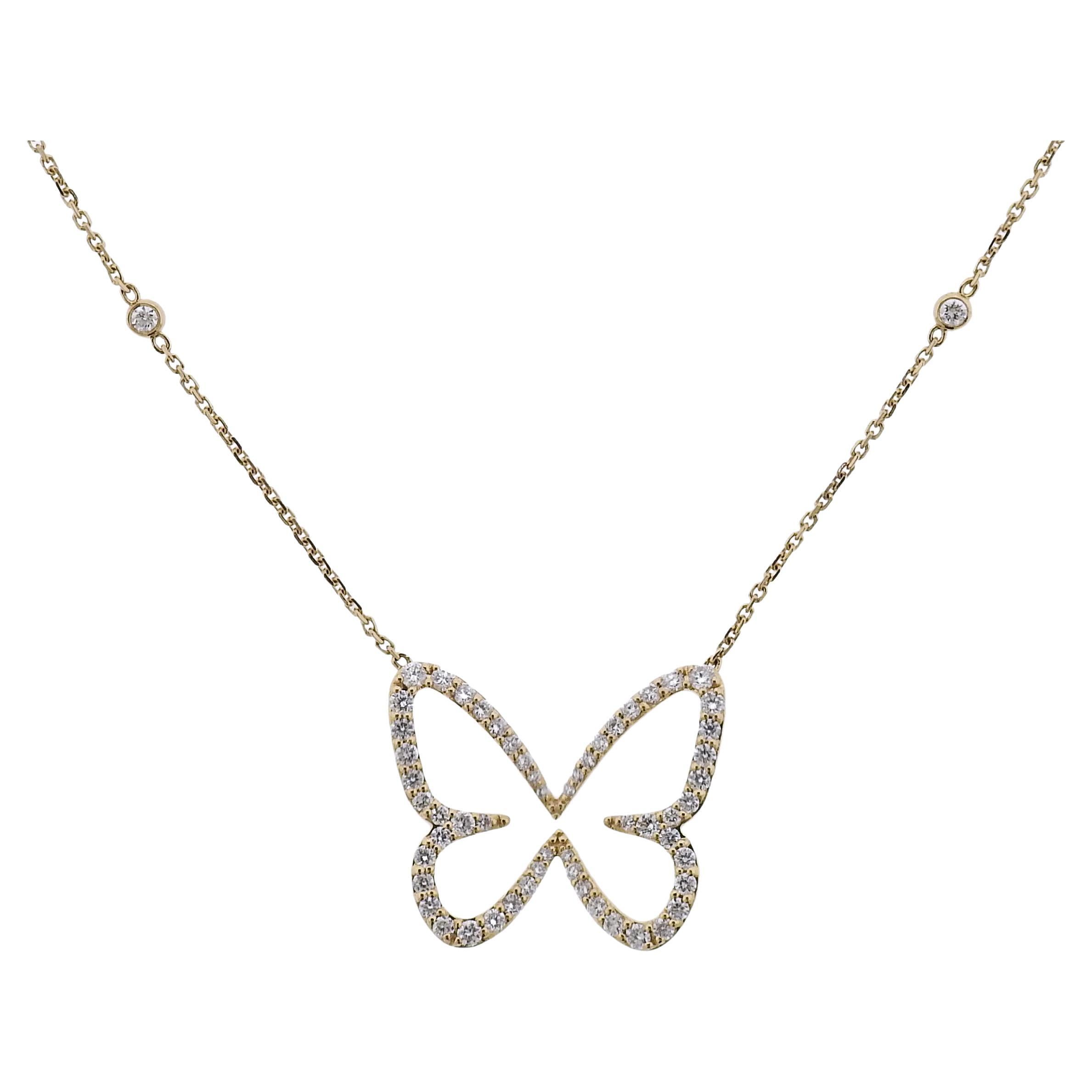 Messika Butterfly Yellow Gold Diamond Pendant Necklace For Sale at 1stDibs