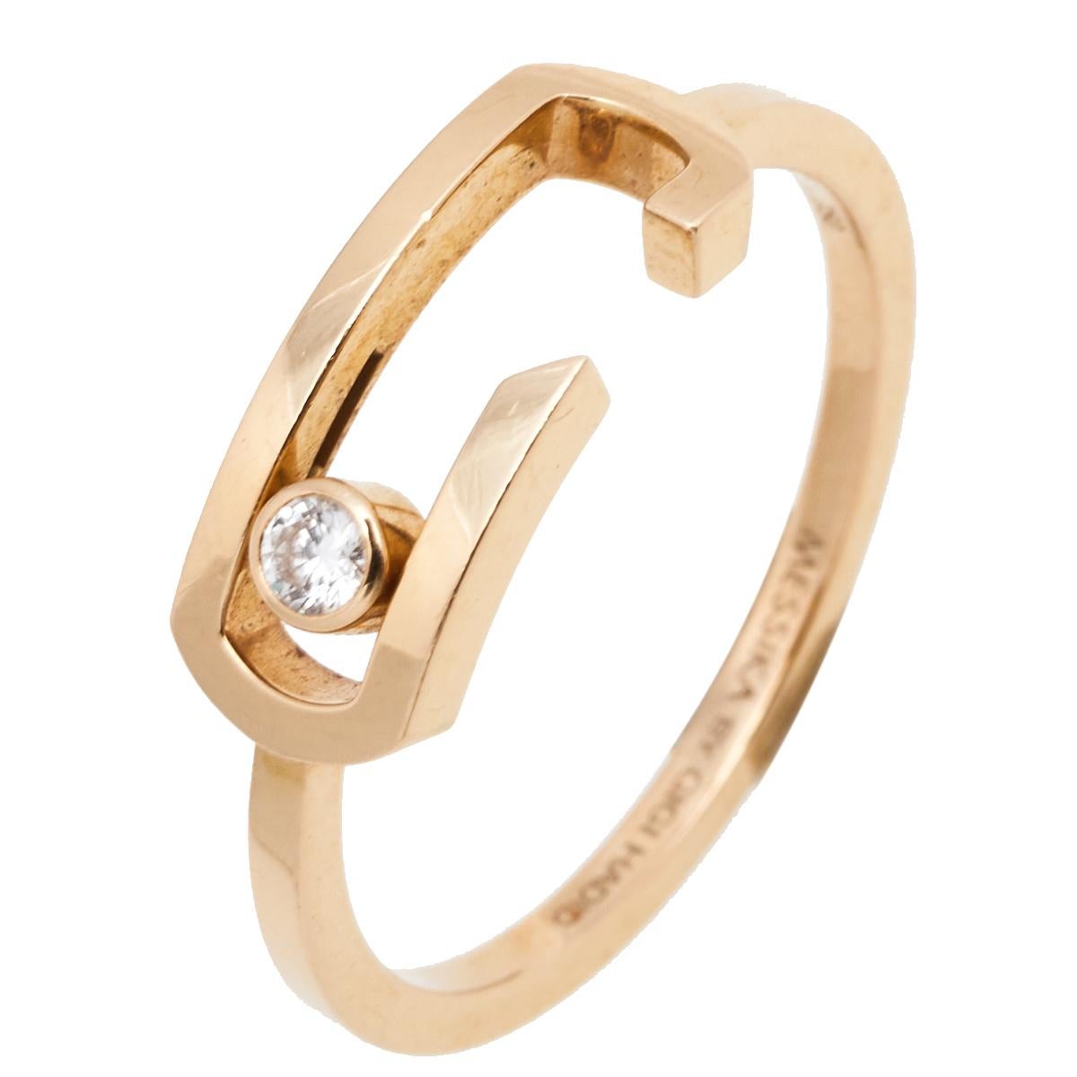 Contemporary Messika By Gigi Hadid Move Addiction Diamond 18k Rose Gold Ring Size 55