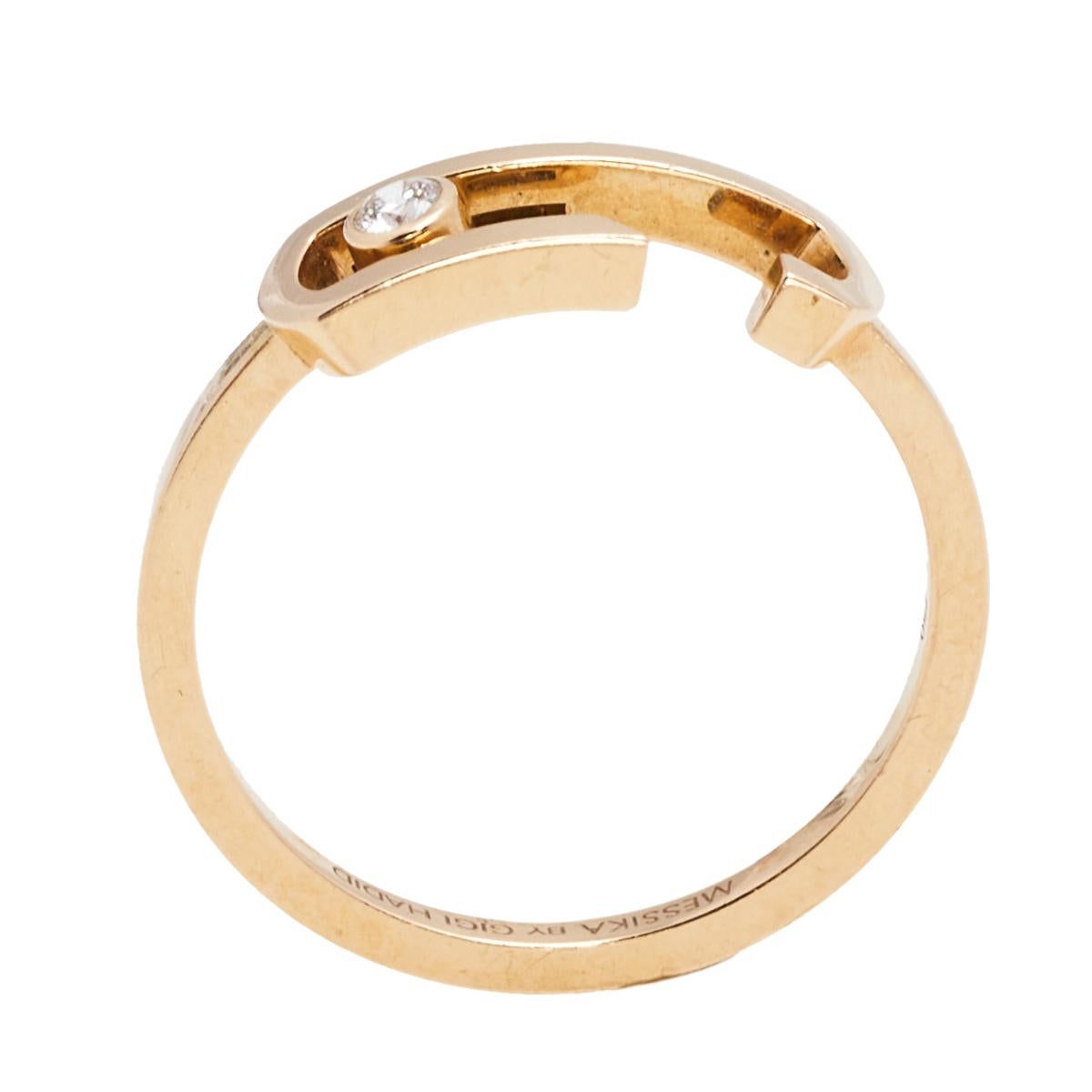 Messika By Gigi Hadid Move Addiction Diamond 18k Rose Gold Ring Size 55 In Good Condition In Dubai, Al Qouz 2