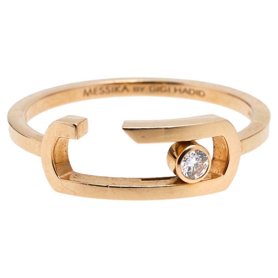 Messika By Gigi Hadid Move Addiction Diamond 18k Rose Gold Ring Size 55