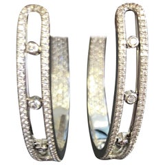 Messika "Creole" Hoop "Move" Diamond Earrings in 18 Karat White Gold