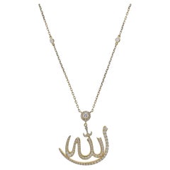 Messika Faith Allah Diamond Yellow Gold Pendant Necklace