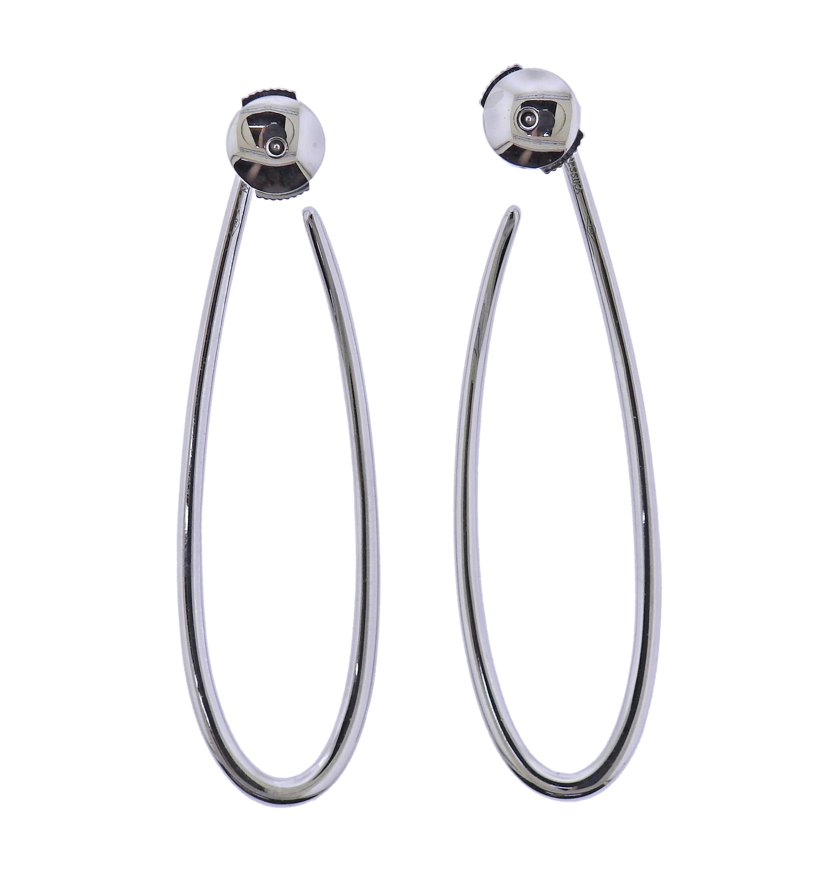 18k white gold Gatsby earrings by Messika, set with 1.32ctw G/VS diamonds. Retail $8640. New, store sample, comes with box.  Earrings are 50mm x 15mm. Weight - 7.5 grams. Marked: Messika, 750.