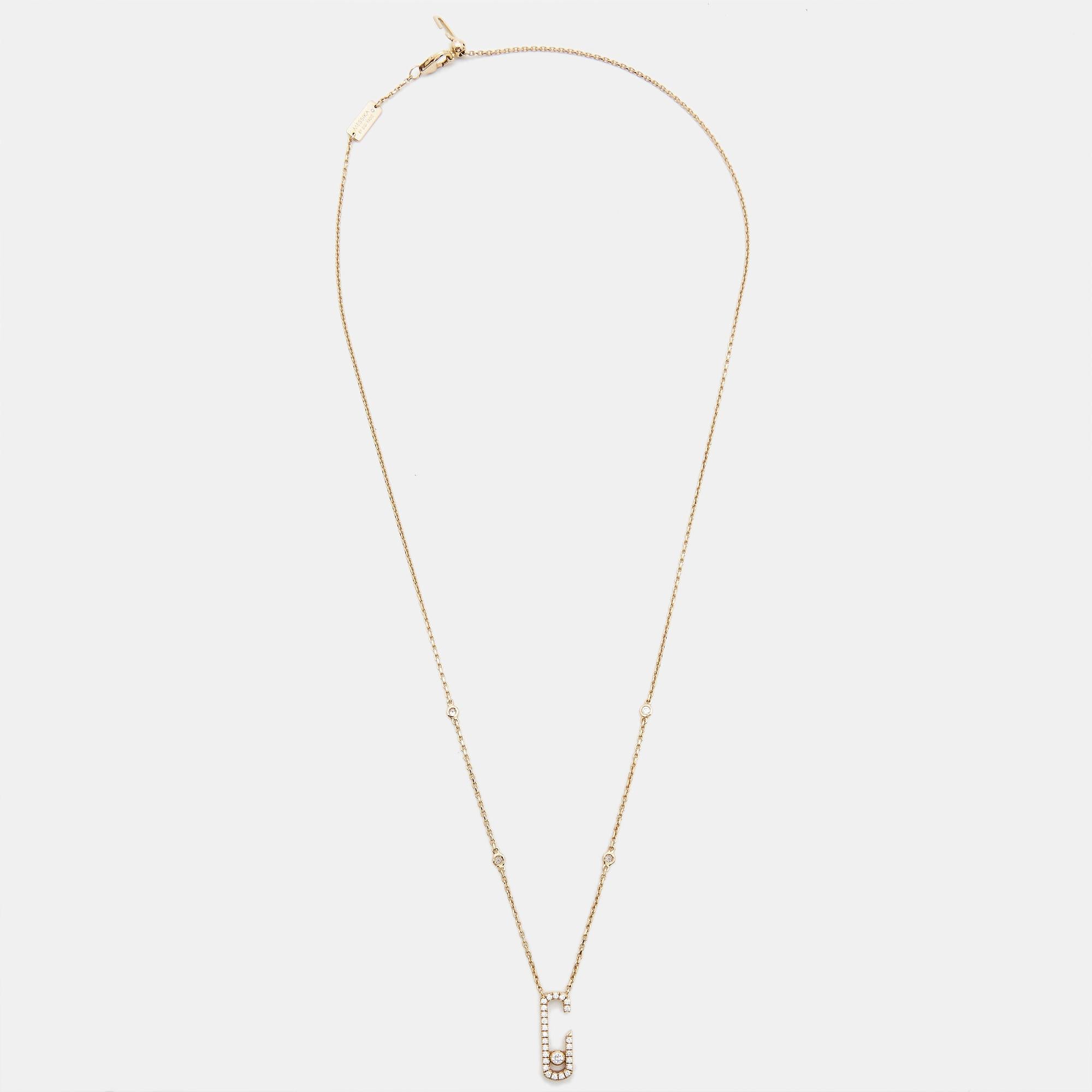 Contemporary Messika Gigi Hadid Move Addiction Diamond 18k Rose Gold Necklace For Sale