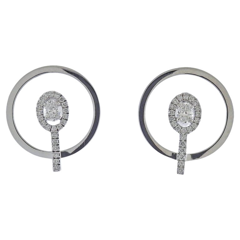 Messika Glam'Azone Graphic Diamond White Gold Earrings For Sale at 1stDibs
